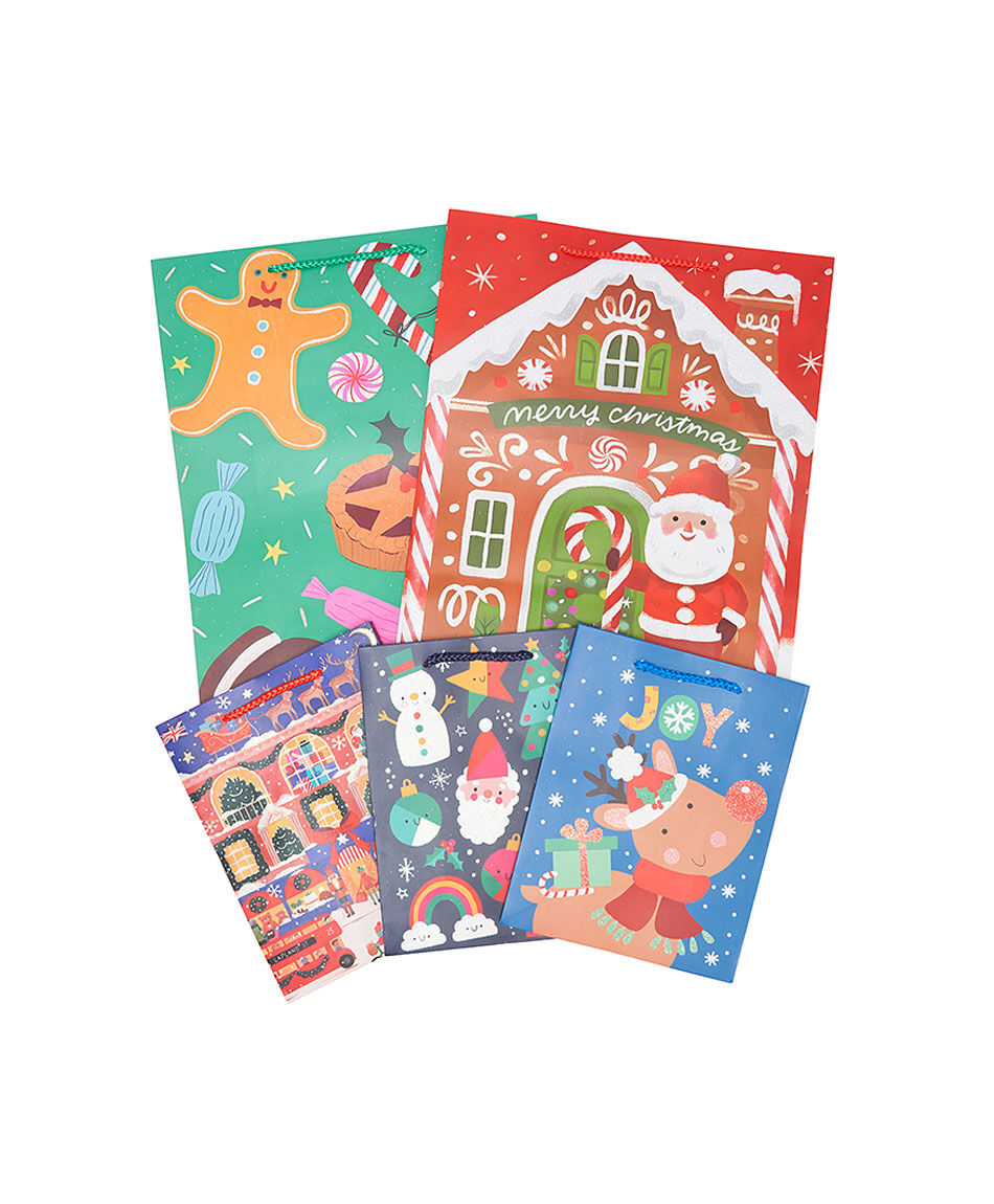 Set 5 bolsas de regalo navidad mix