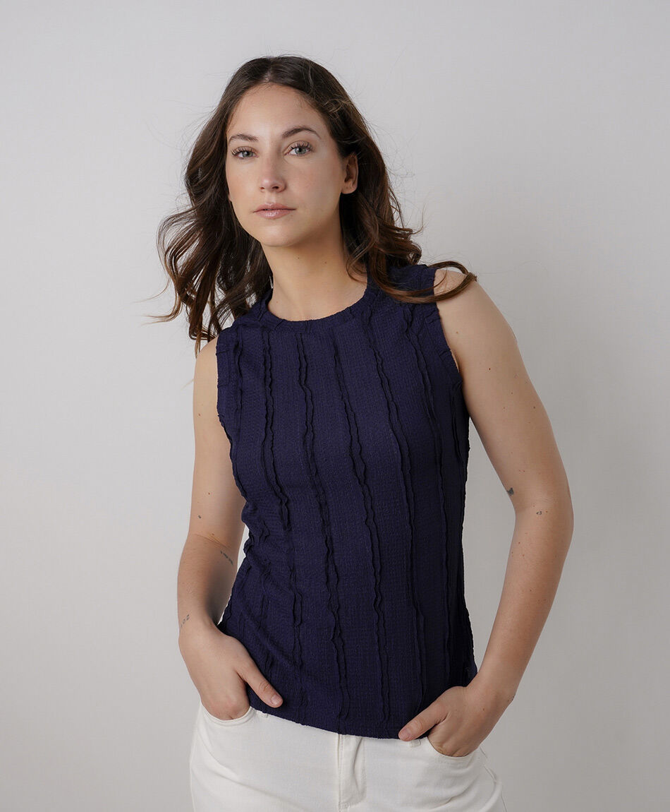 Polera mujer jacquard vertical