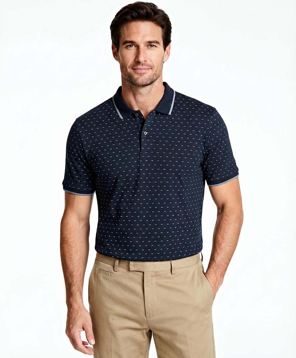 Polera hombre cuello polo azul navy