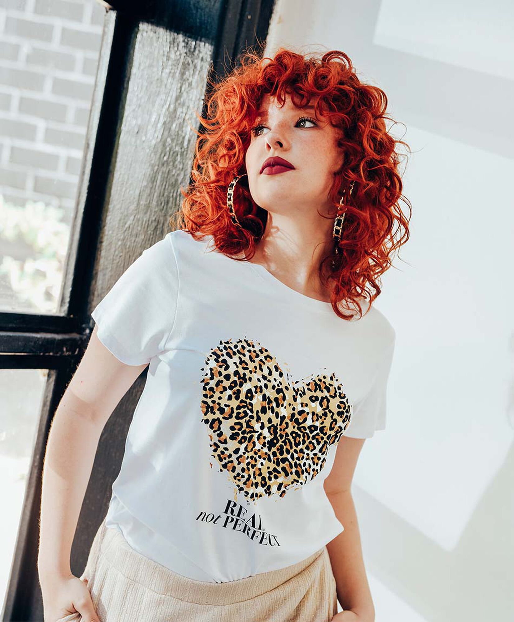 Polera mujer corazón animal print Polera mujer corazón animal print