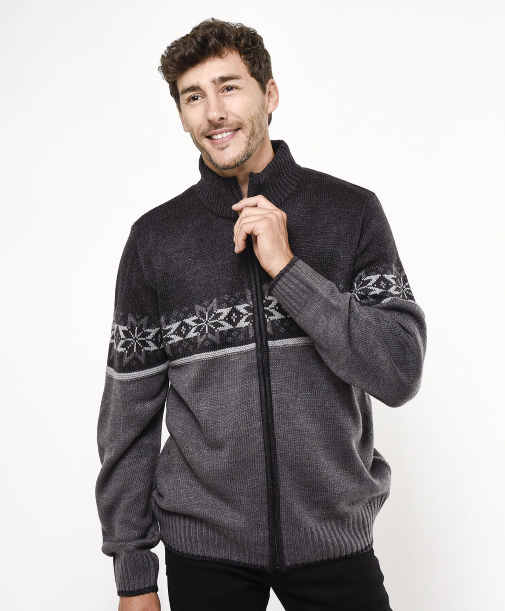 Sweater hombre bicolor cierre entero Sweater hombre bicolor cierre entero