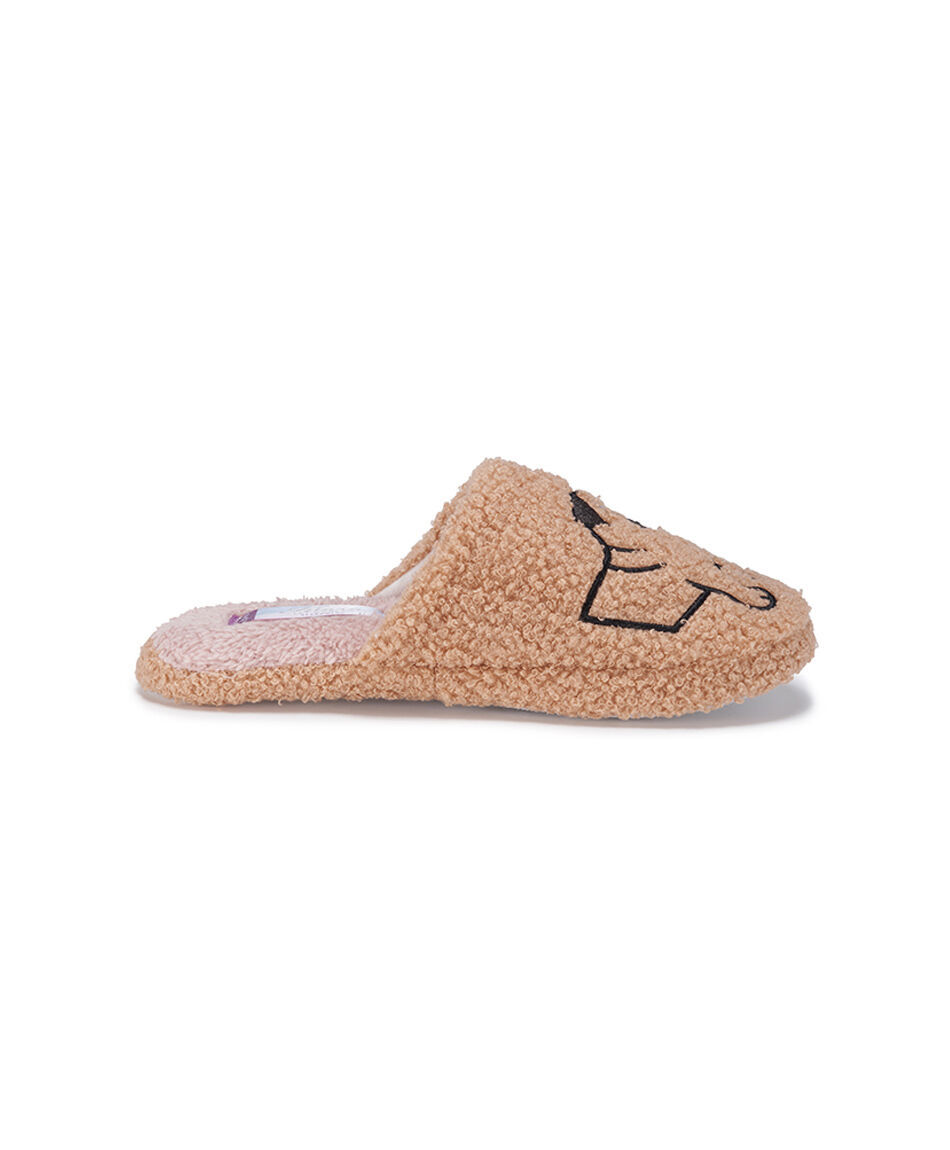 Pantufla mujer perrito pug bordado