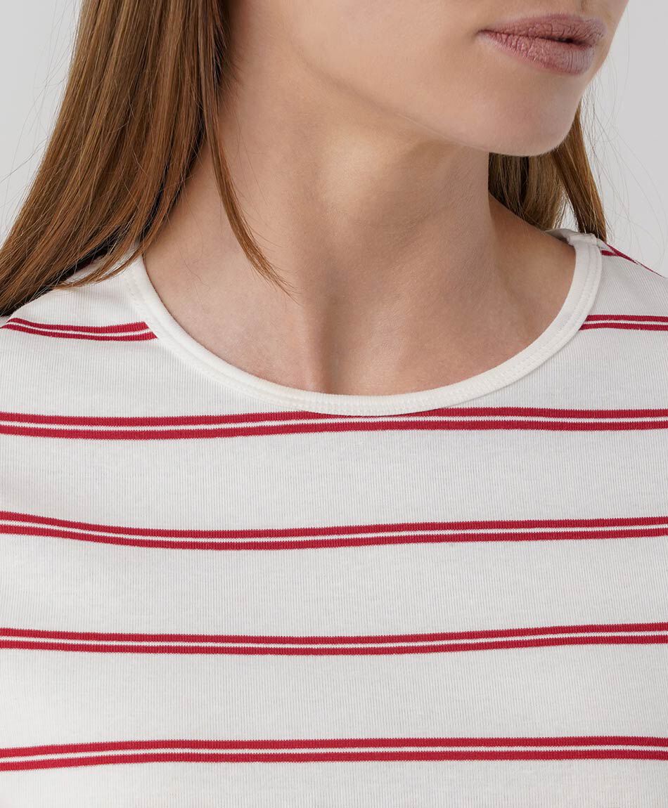 Polera mujer rayas rojas