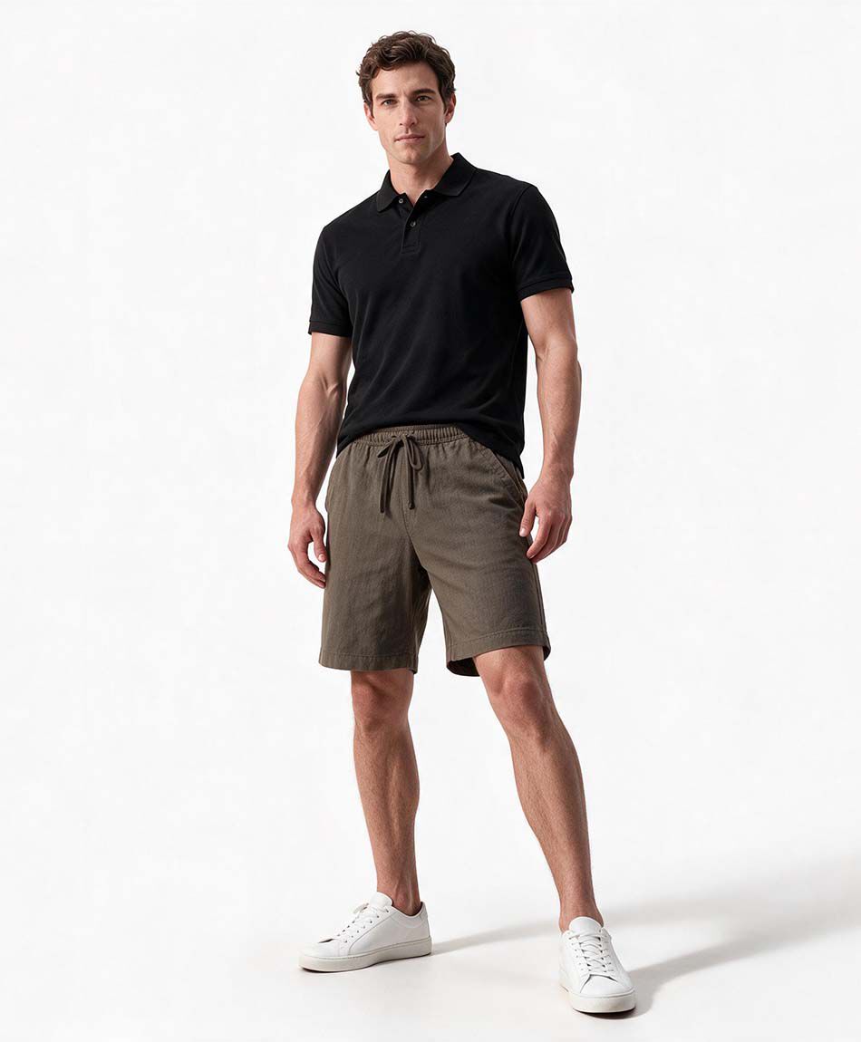 Short hombre caf&eacute; algod&oacute;n