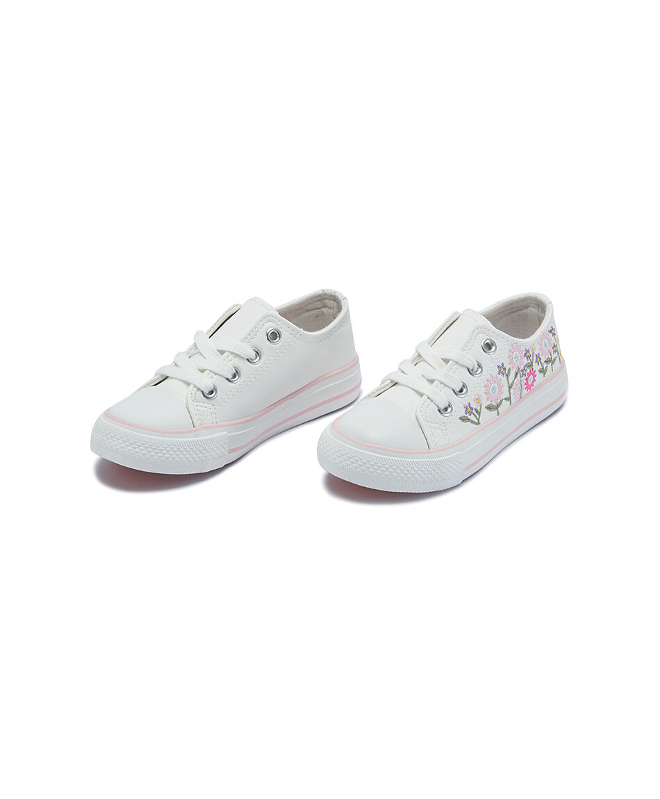 Zapatilla infantil (26 a 31) flores bordadas