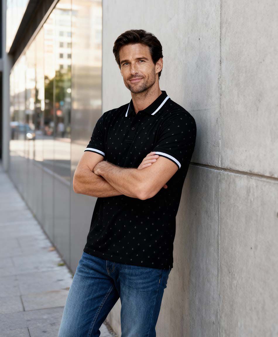 Polera hombre piqu&eacute; l&iacute;neas