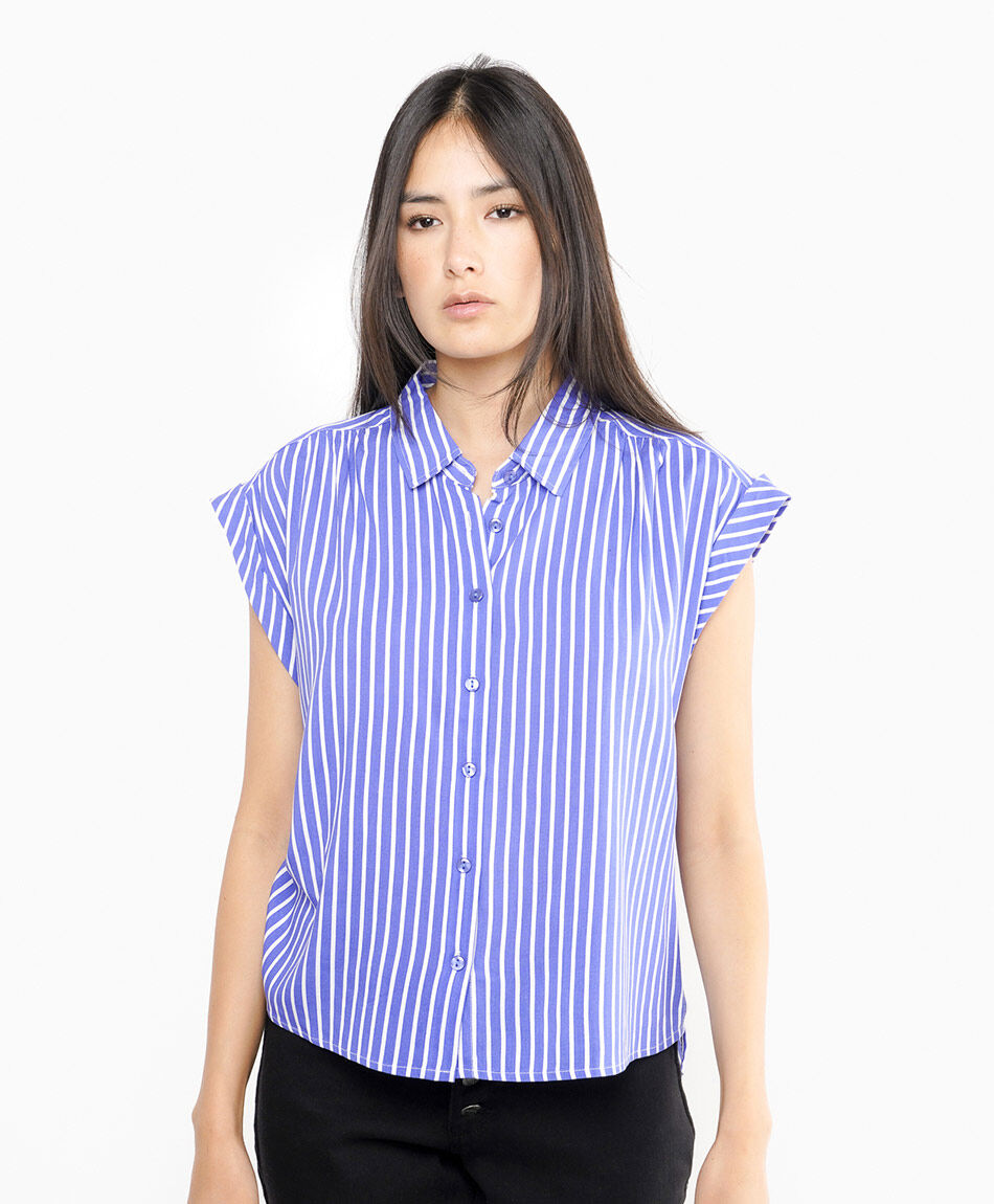 Blusa mujer l&iacute;neas mini manga