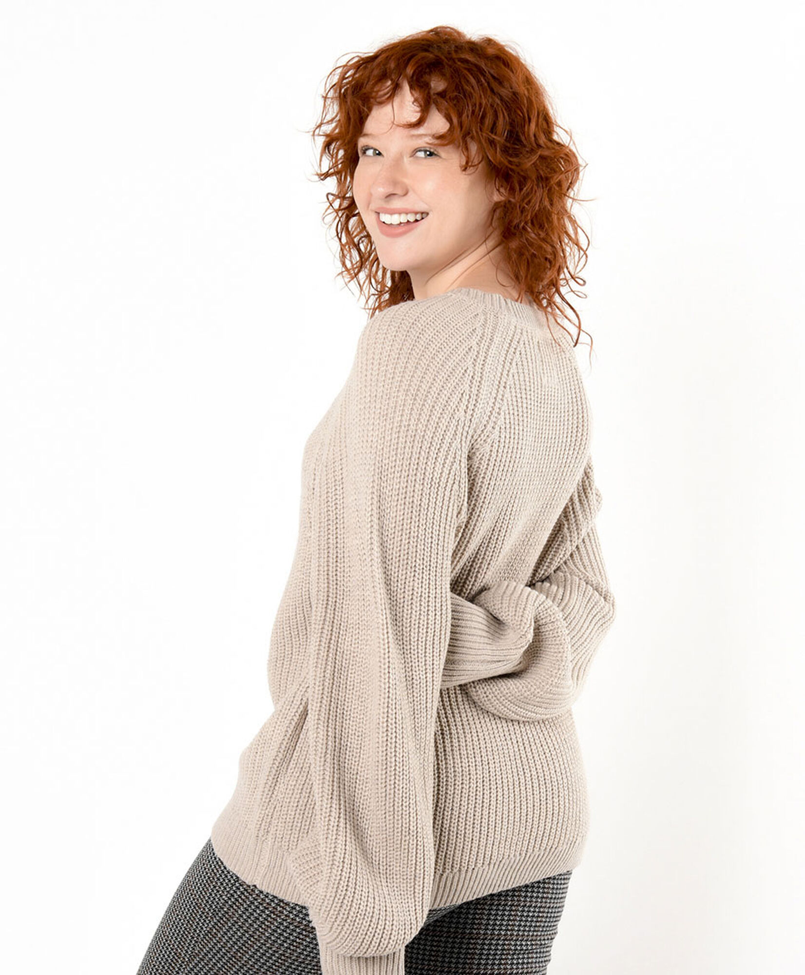 Sweater mujer punto inglés beige Sweater mujer punto inglés beige