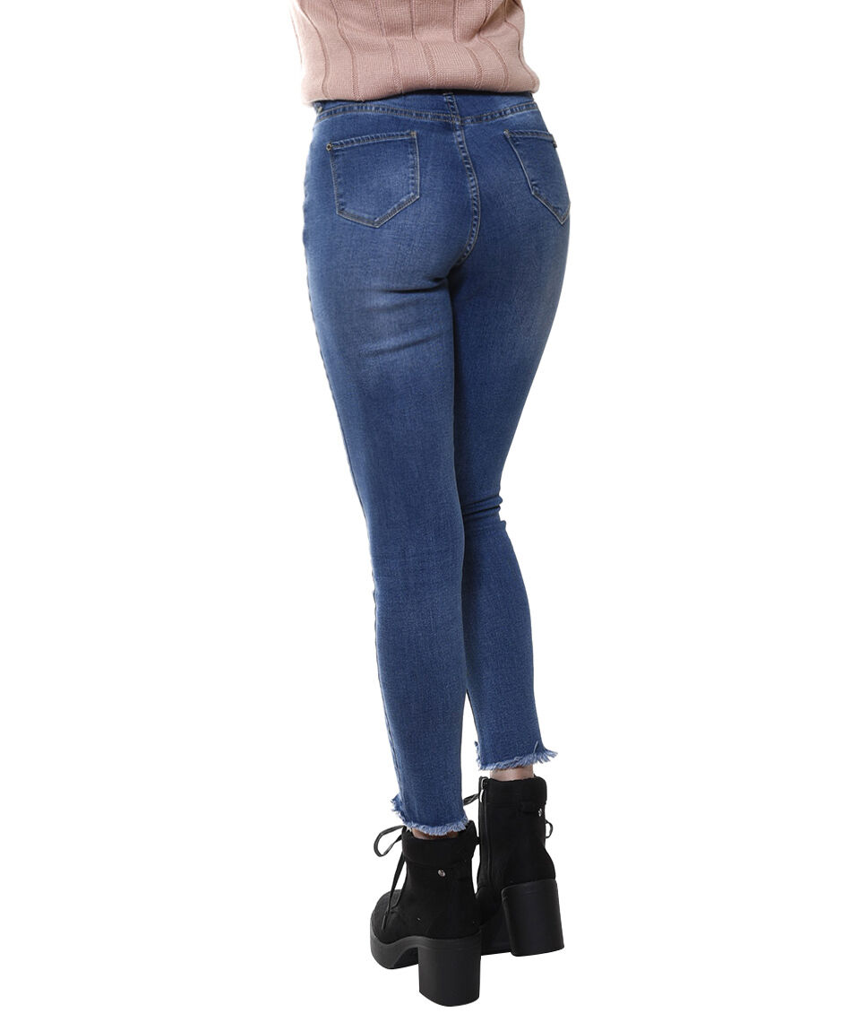 Jeans tiro alto botones