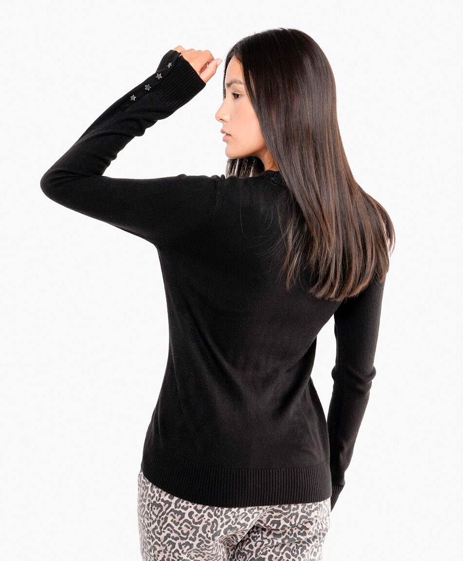 Sweater mujer cl&aacute;sic liso negro