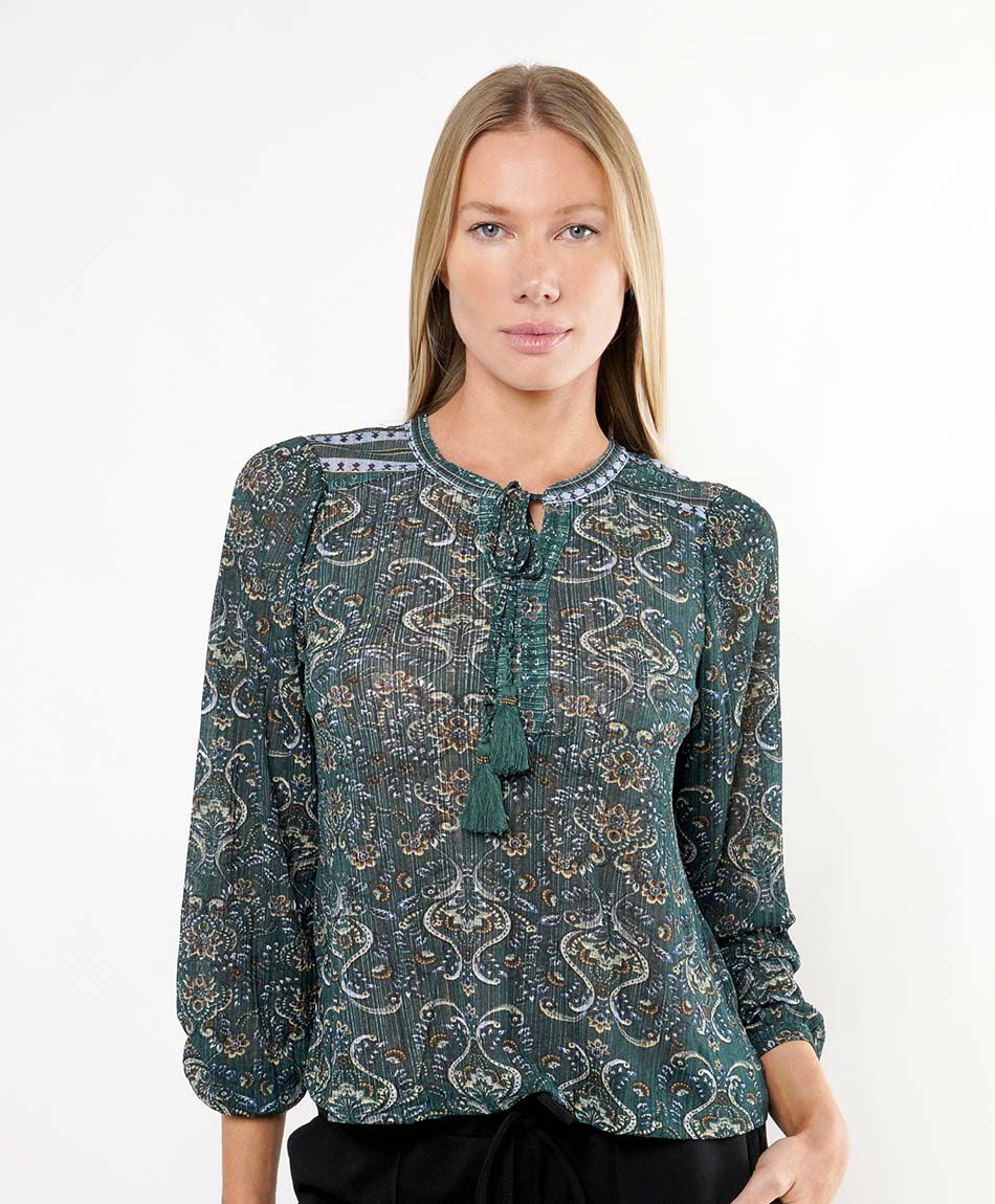 Polera mujer cuello cordones tessels