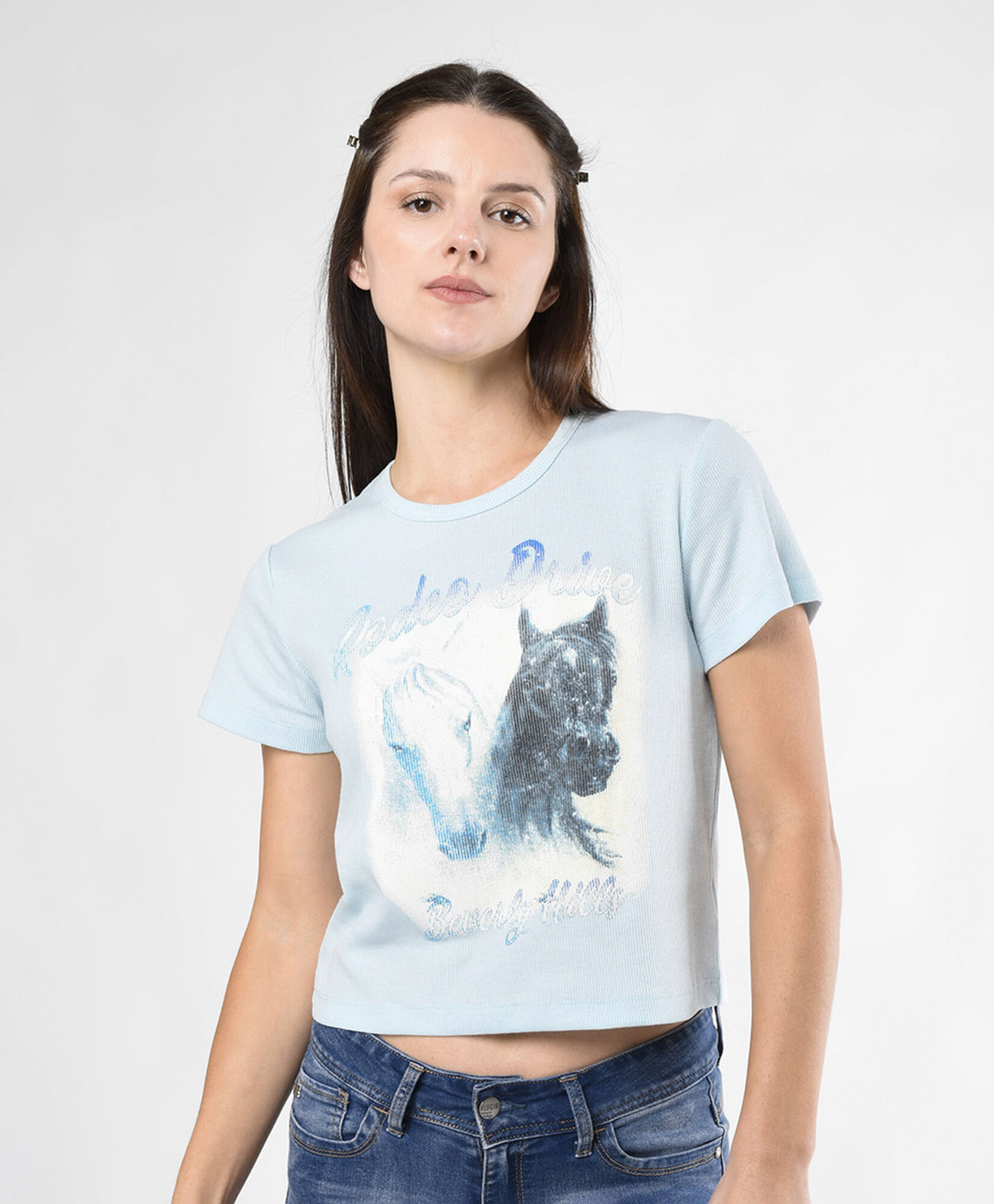Polera mujer estampado caballos Polera mujer estampado caballos
