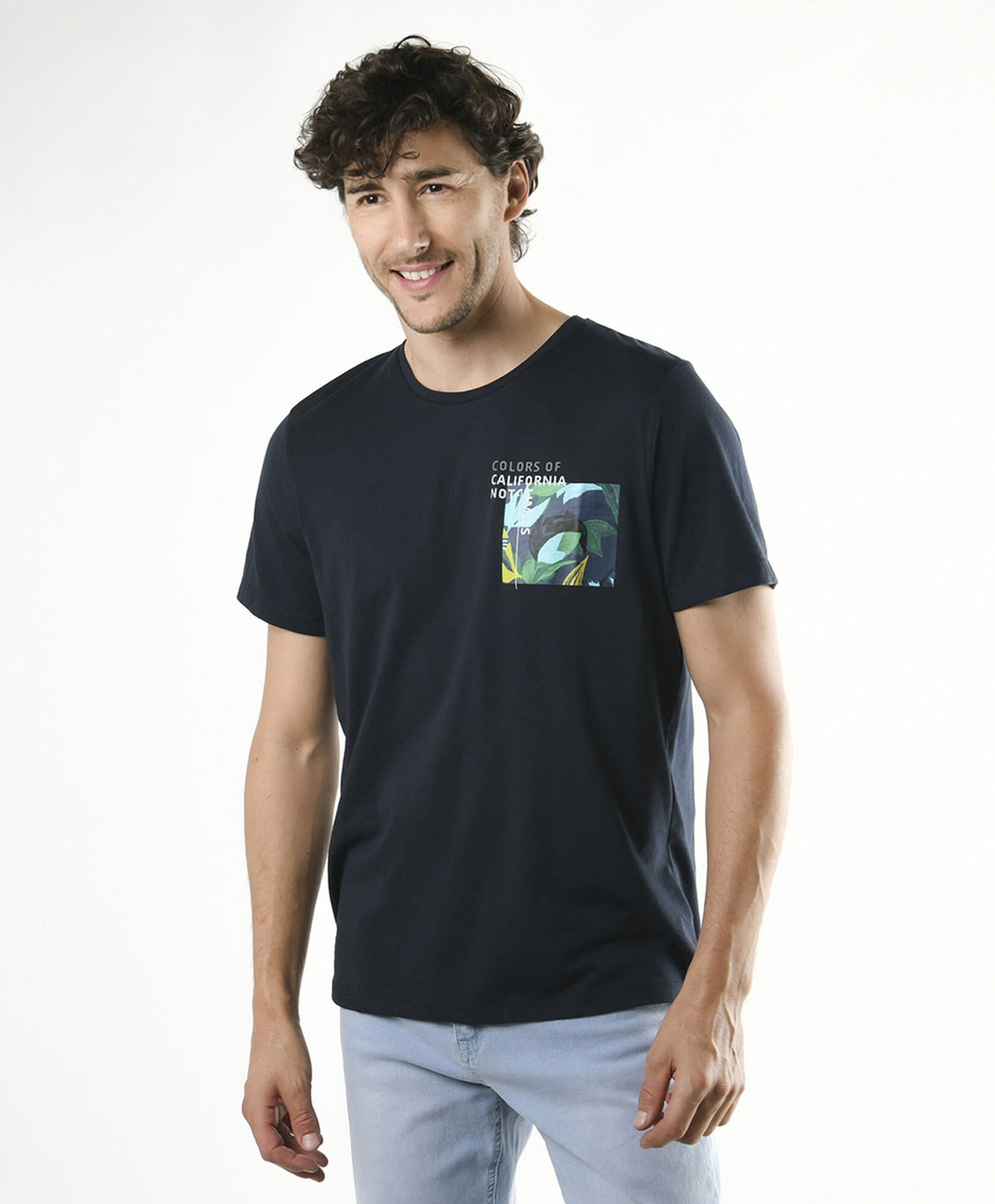 Polera hombre doble estampado cuadro Polera hombre doble estampado cuadro