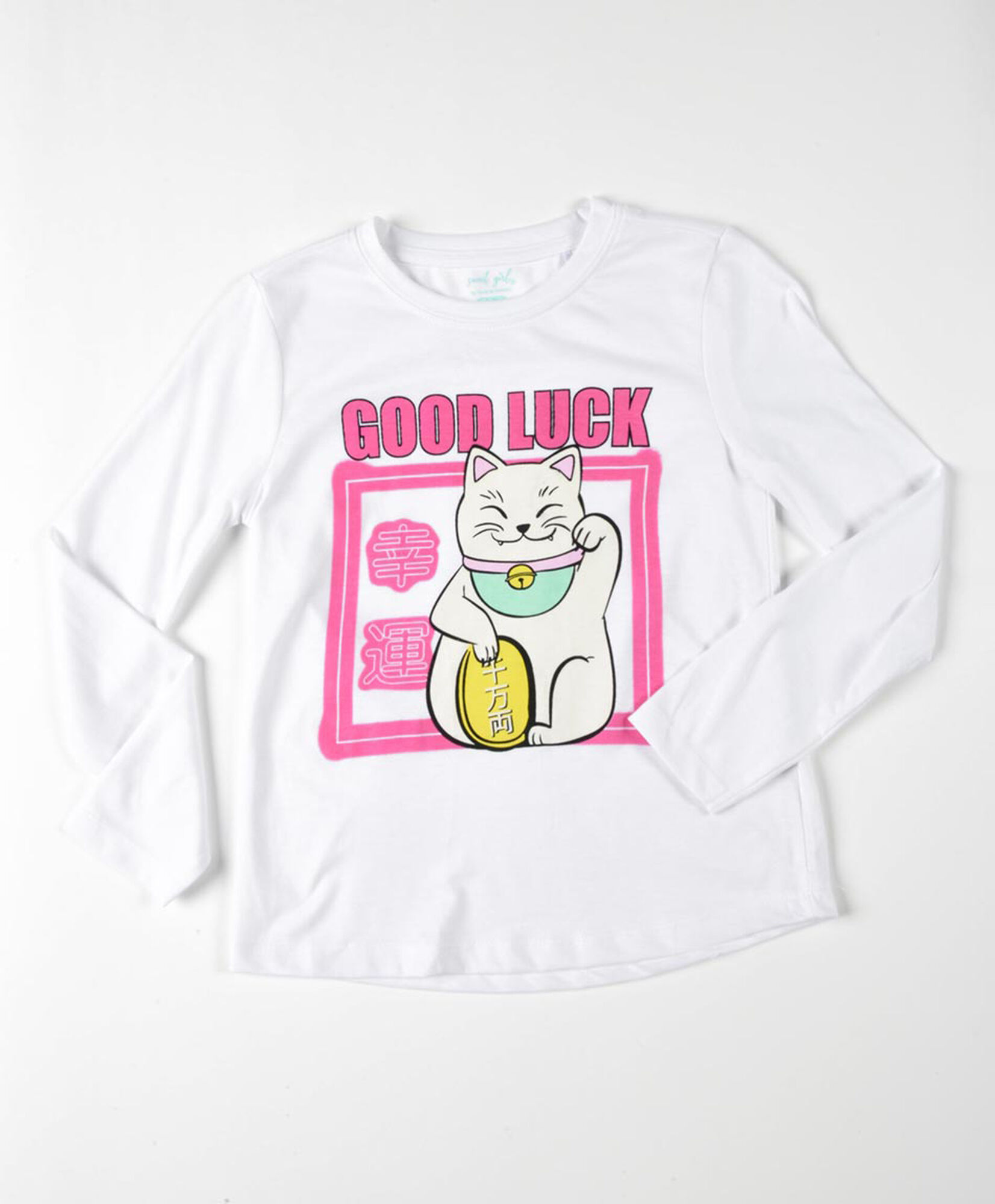 Polera niña gatito buena suerte Polera niña gatito buena suerte