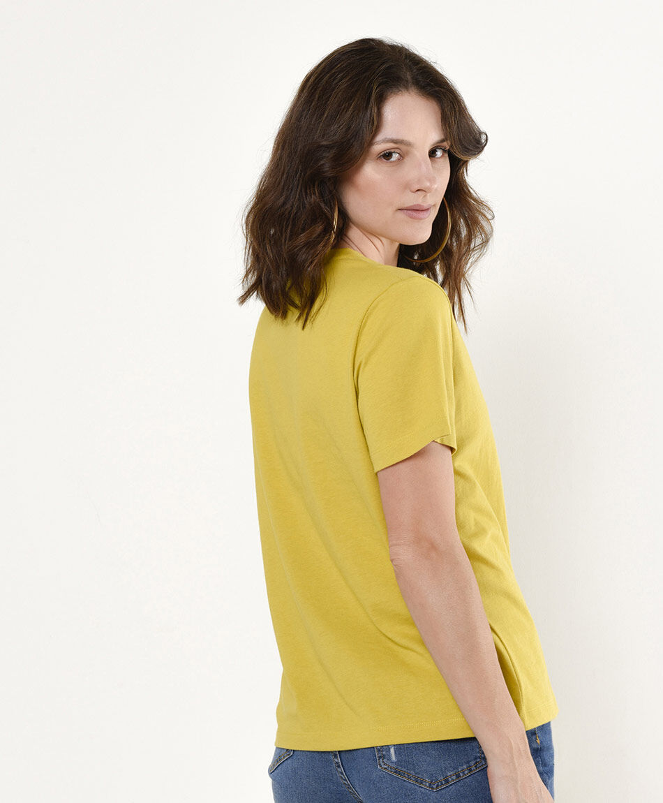 Polera mujer lisa amarilla