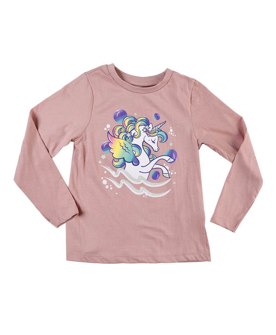 Polera ni&ntilde;a unicornio manga larga