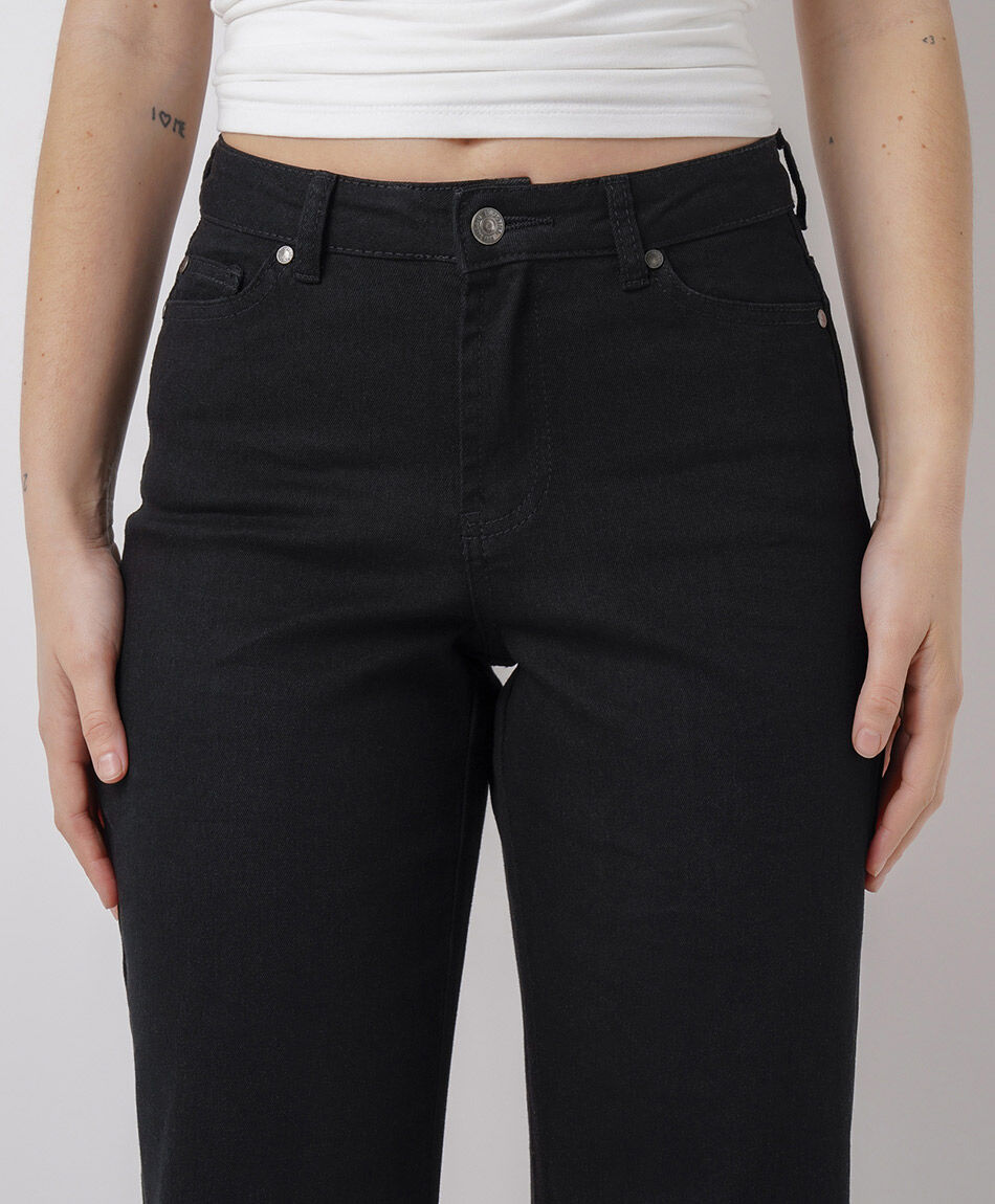 Jeans mujer straight pinzas black