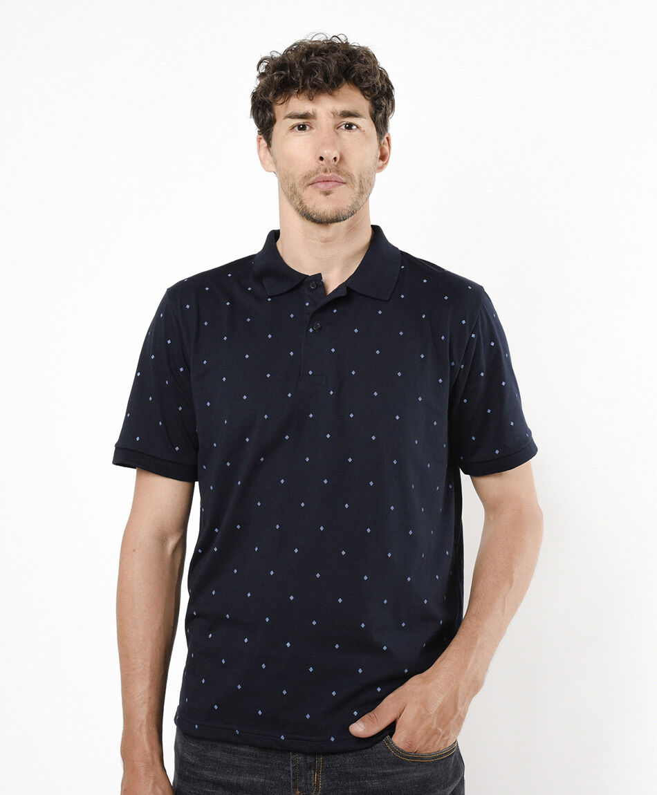 Polera hombre puntitos cuello piqu&eacute;