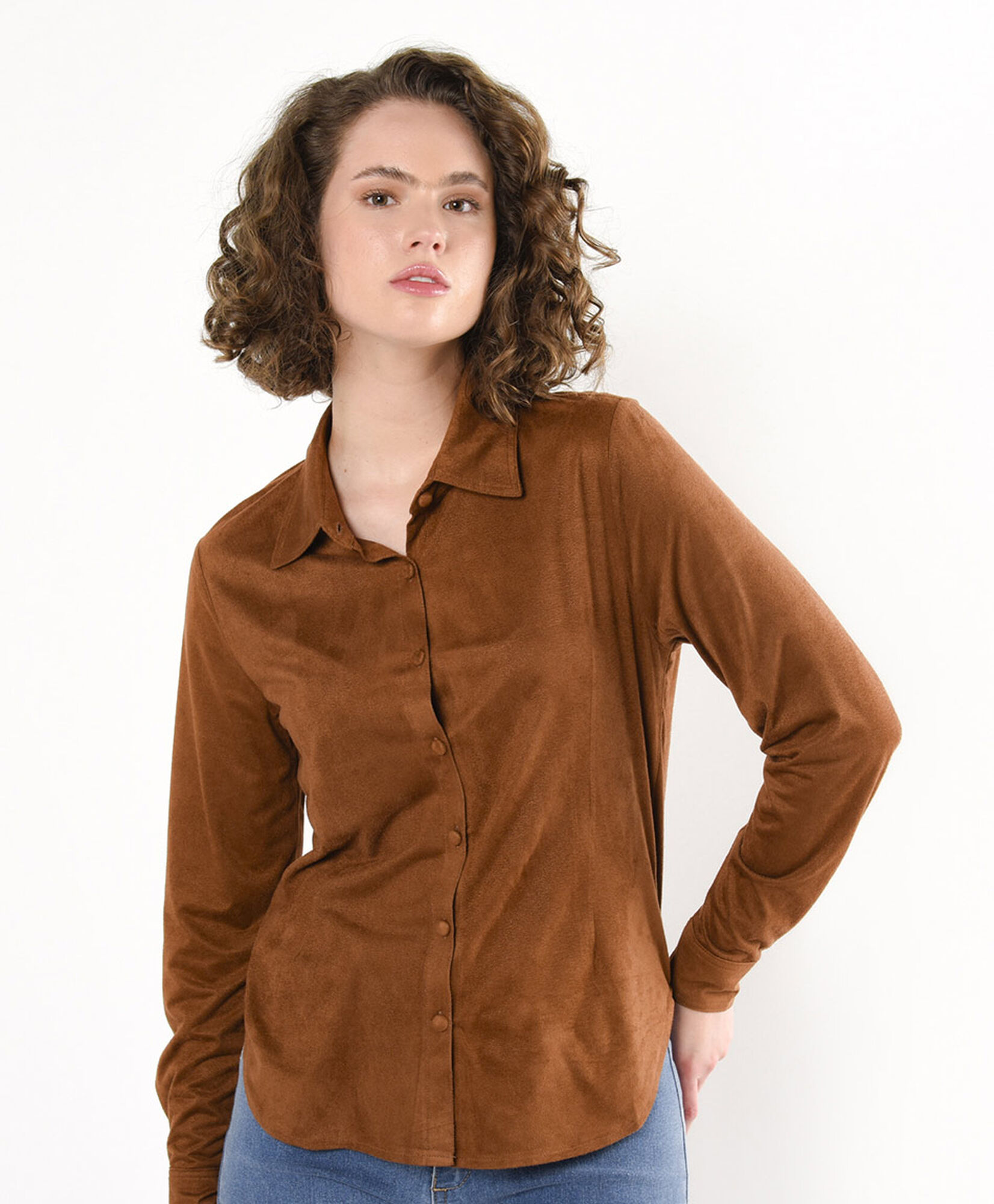 Blusa mujer lisa suede café Blusa mujer lisa suede café