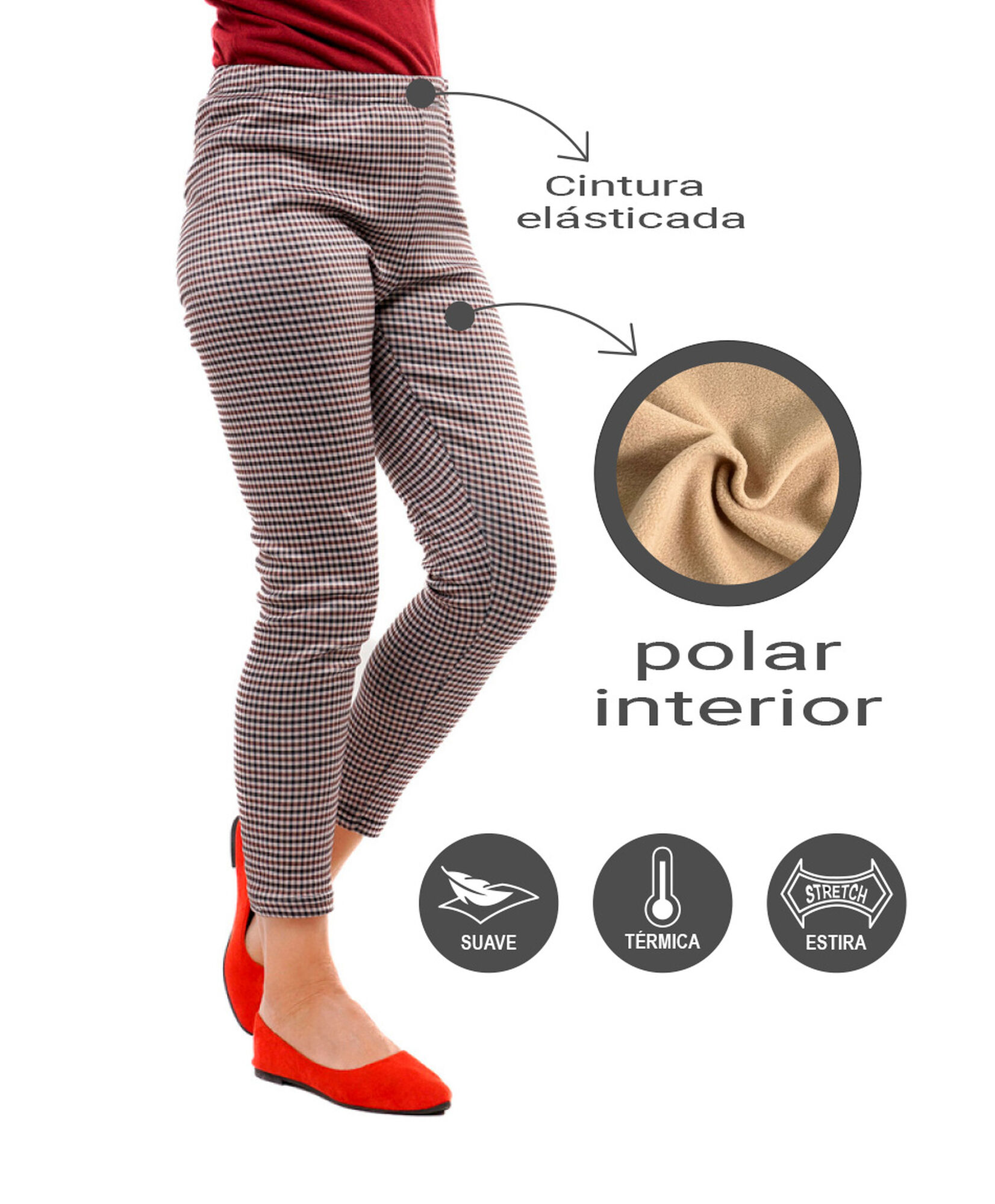 Leggins mujer polar cuadrillé Leggins mujer polar cuadrillé