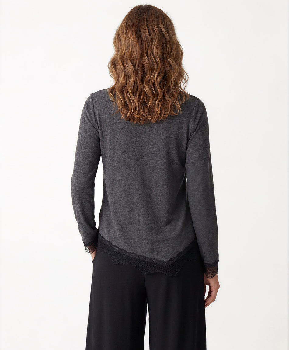 Polera mujer encaje bordes