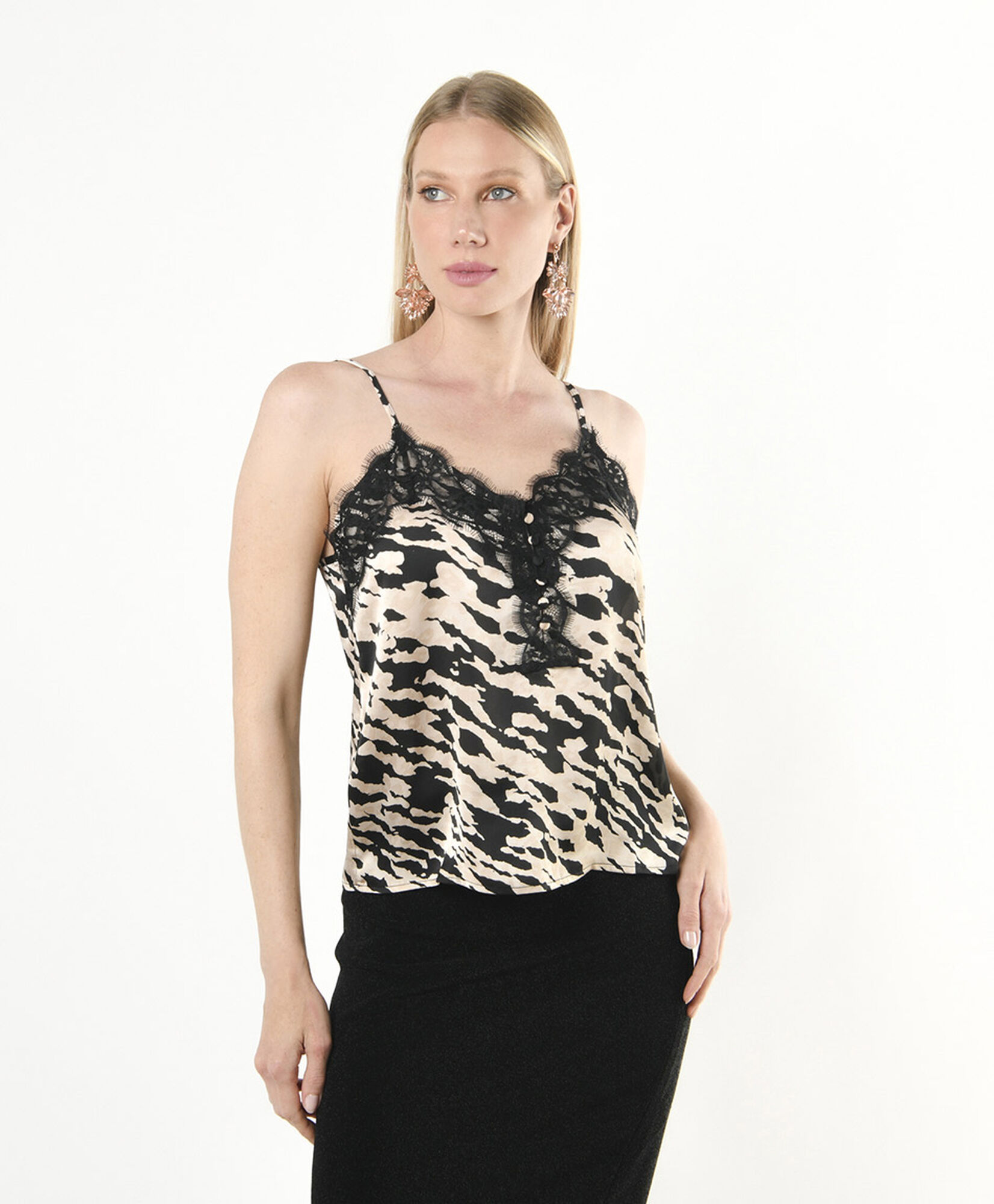 Blusa mujer animal print encajes Blusa mujer animal print encajes
