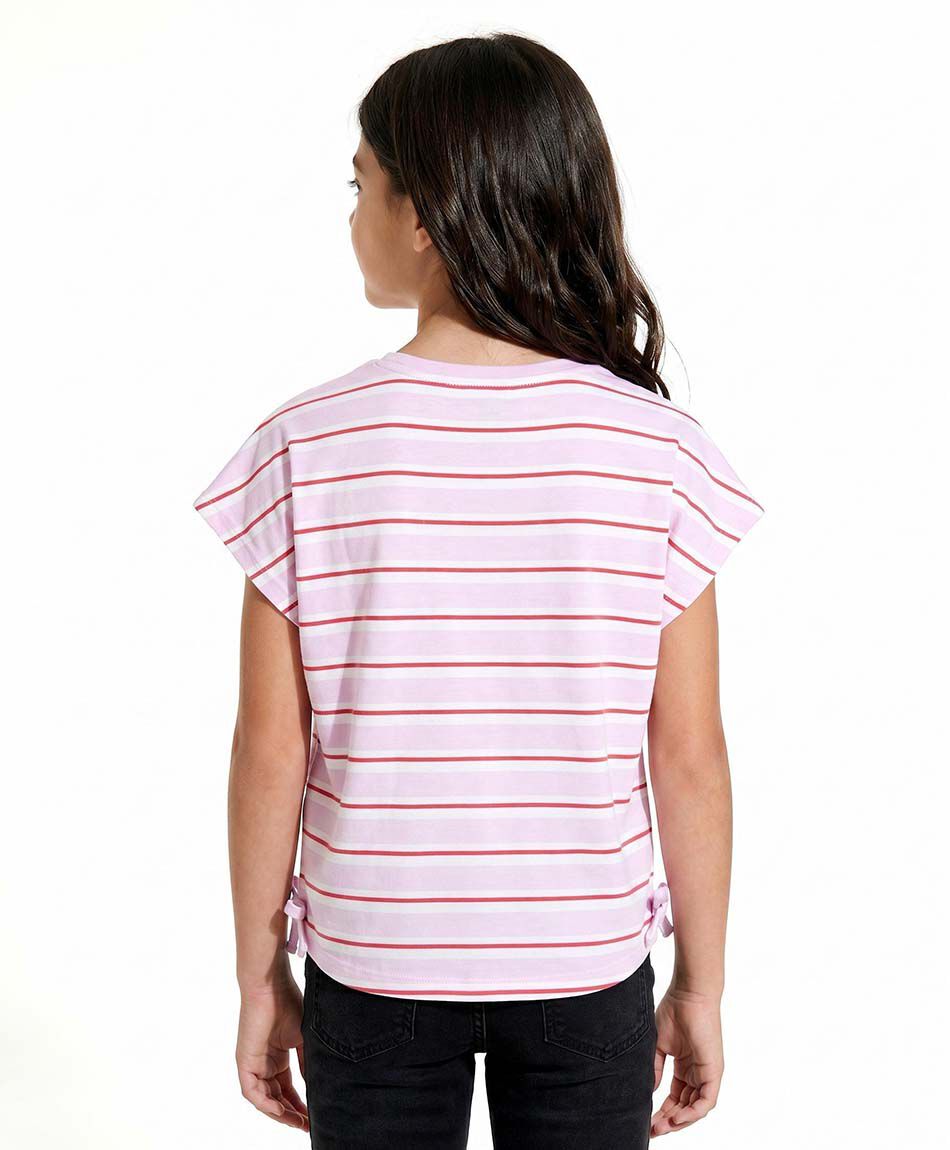 Polera ni&ntilde;a l&iacute;neas lazos