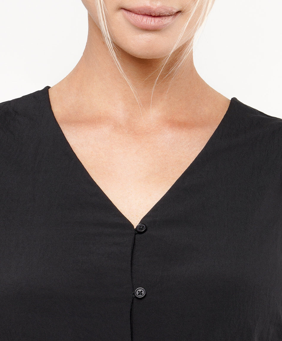 Blusa mujer manga globo negra