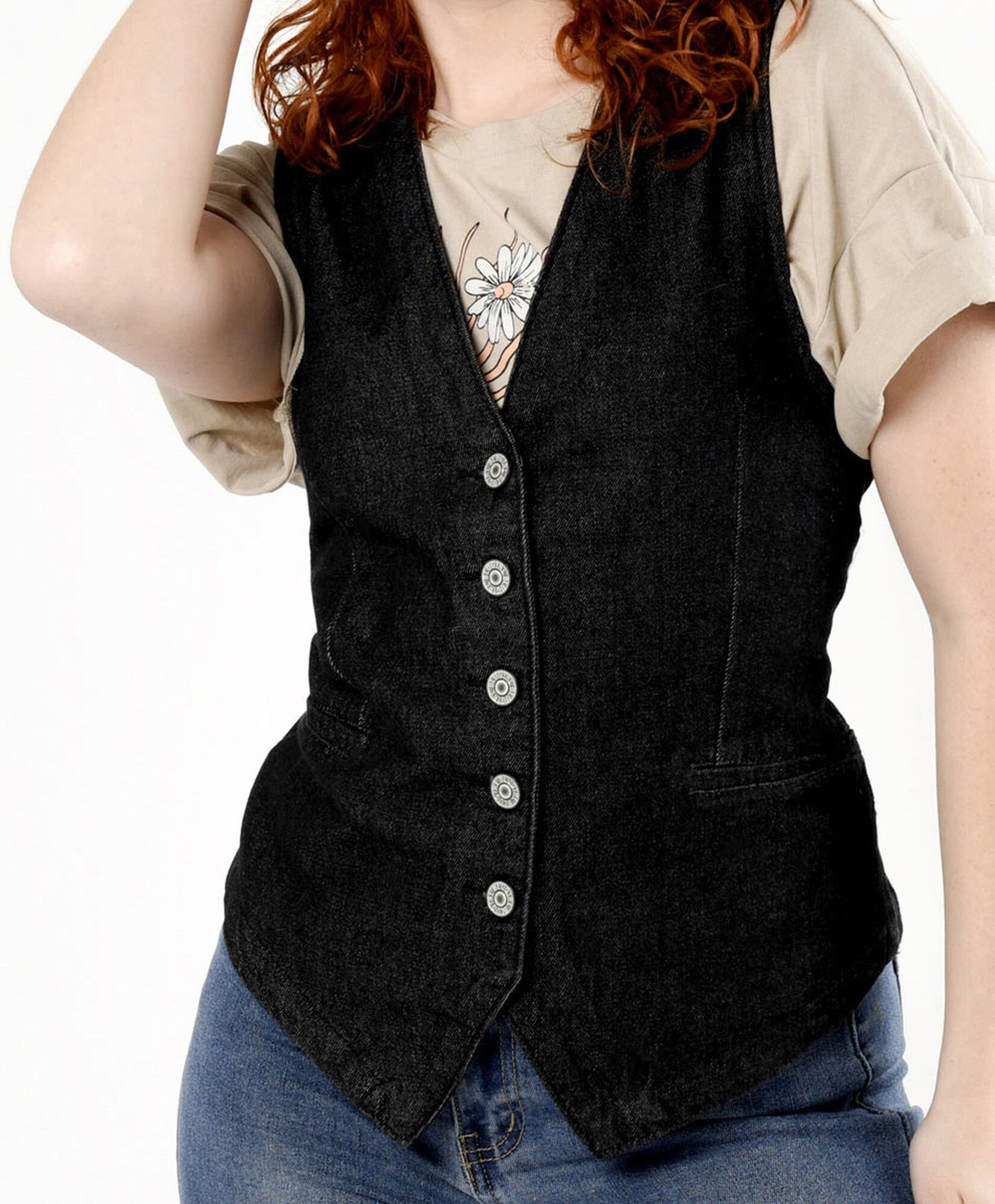 Vest mujer denim negro Vest mujer denim negro