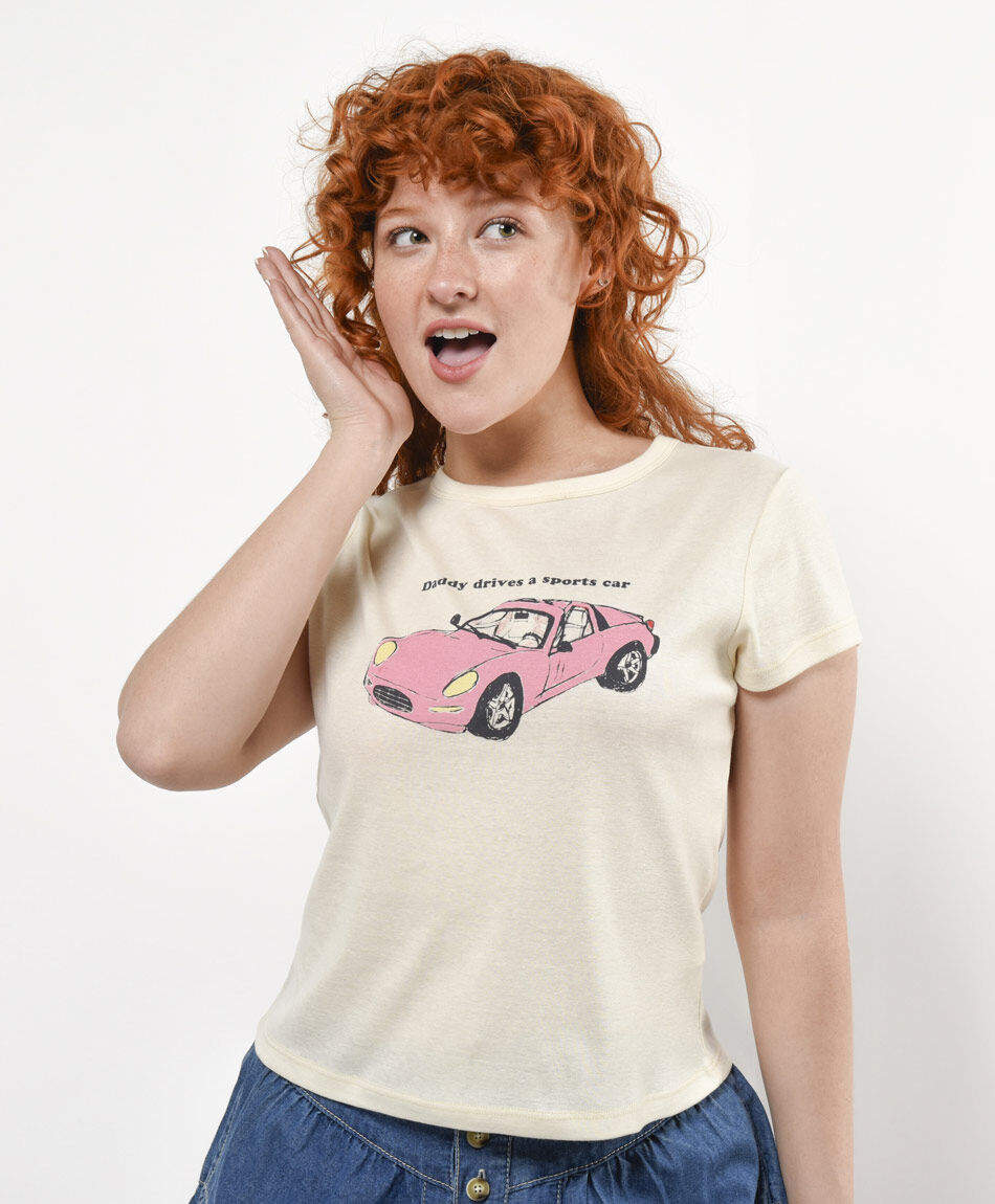 Polera mujer estampado auto