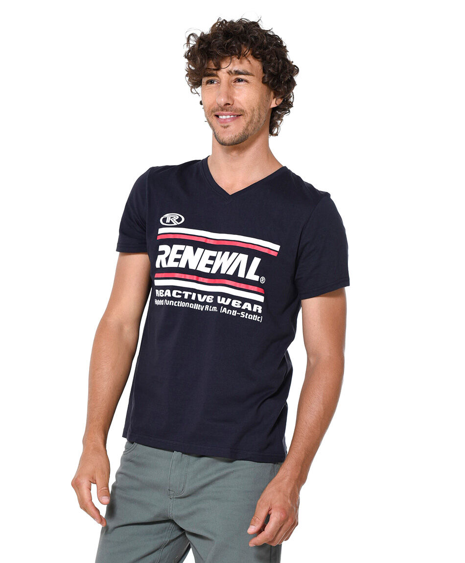 Polera estampada cuello v