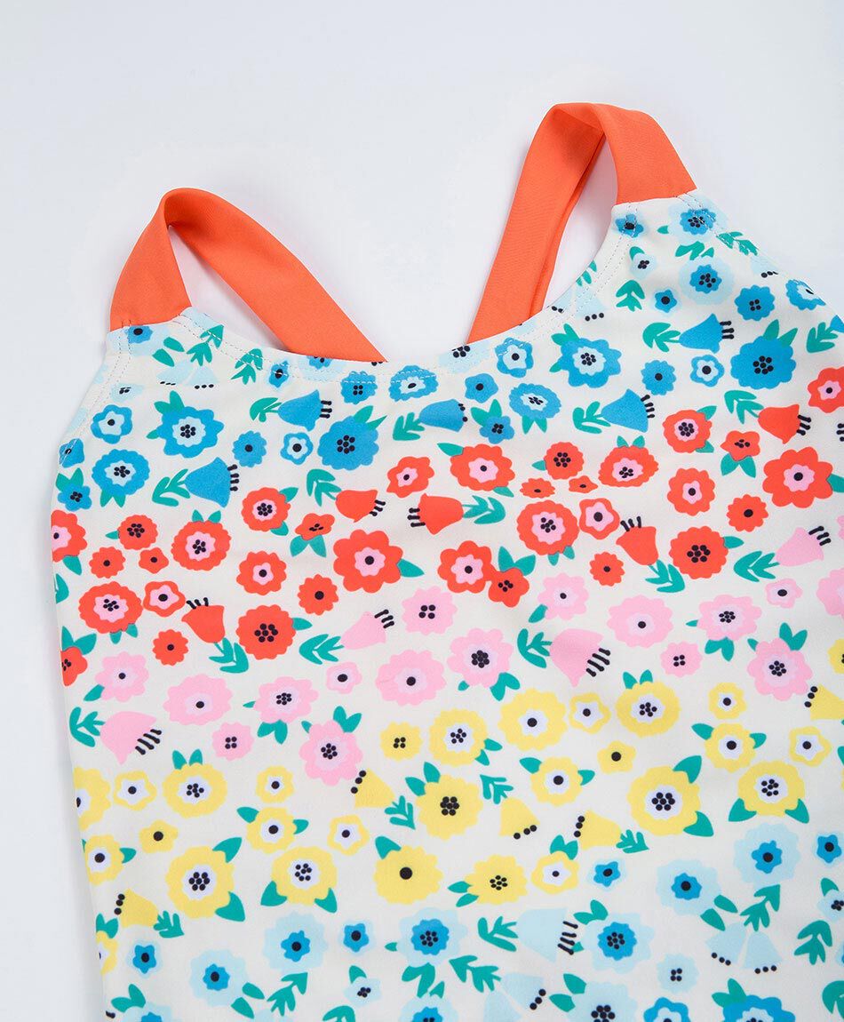 Traje de ba&ntilde;o ni&ntilde;a floreado