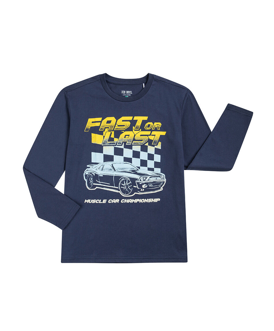 Polera ni&ntilde;o estampado de carreras