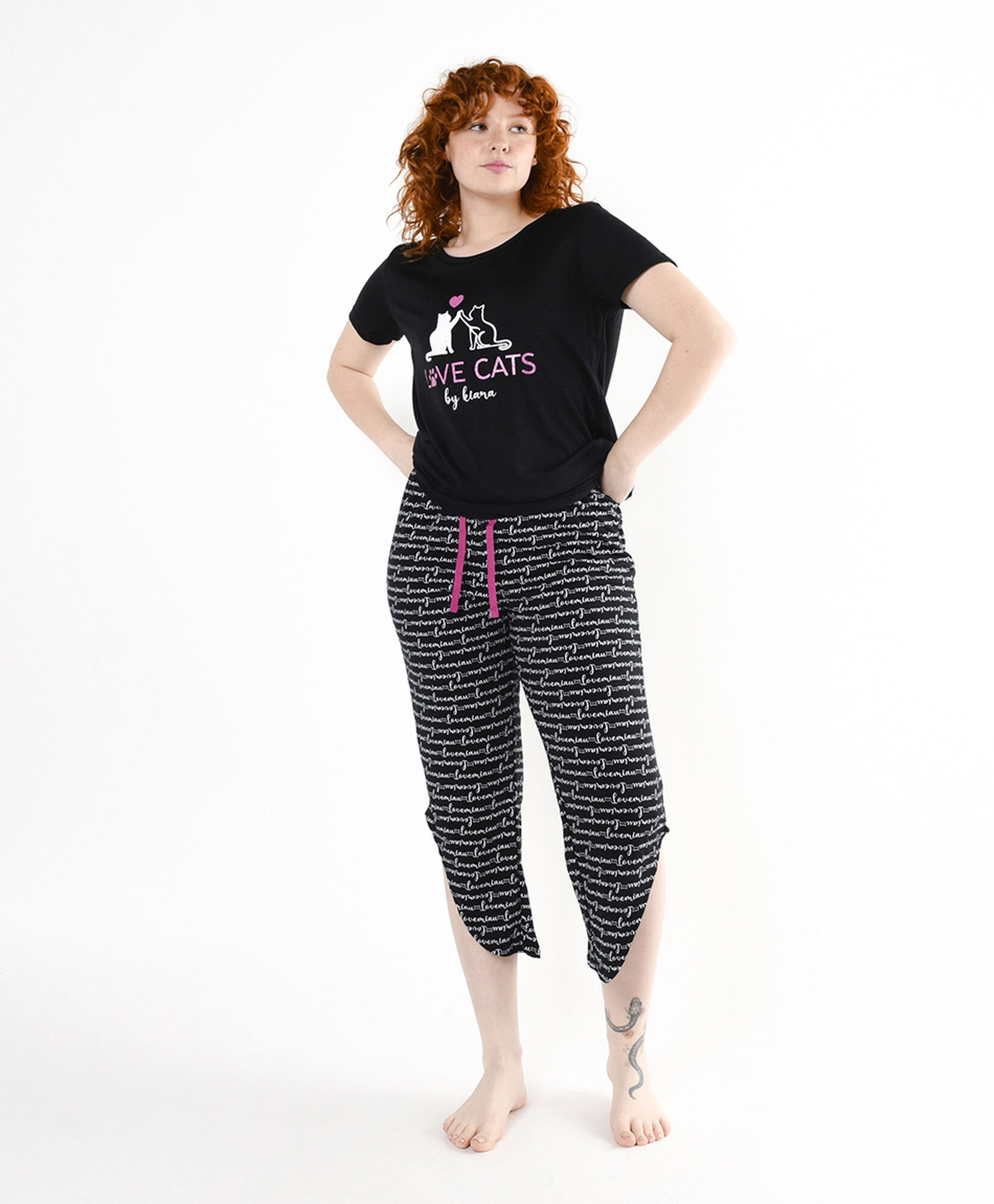 Pijama mujer gatos frases capri Pijama mujer gatos frases capri