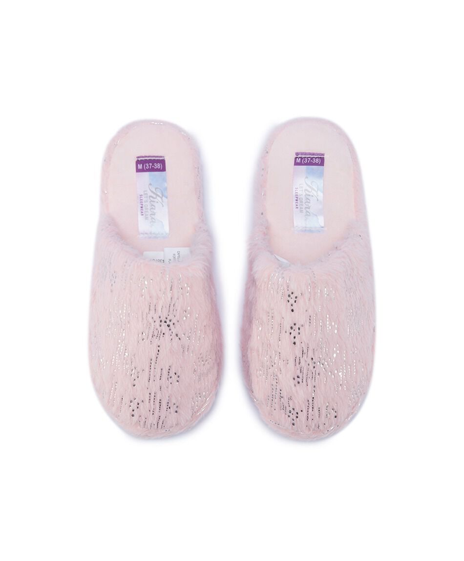 Pantufla mujer rosada brillos