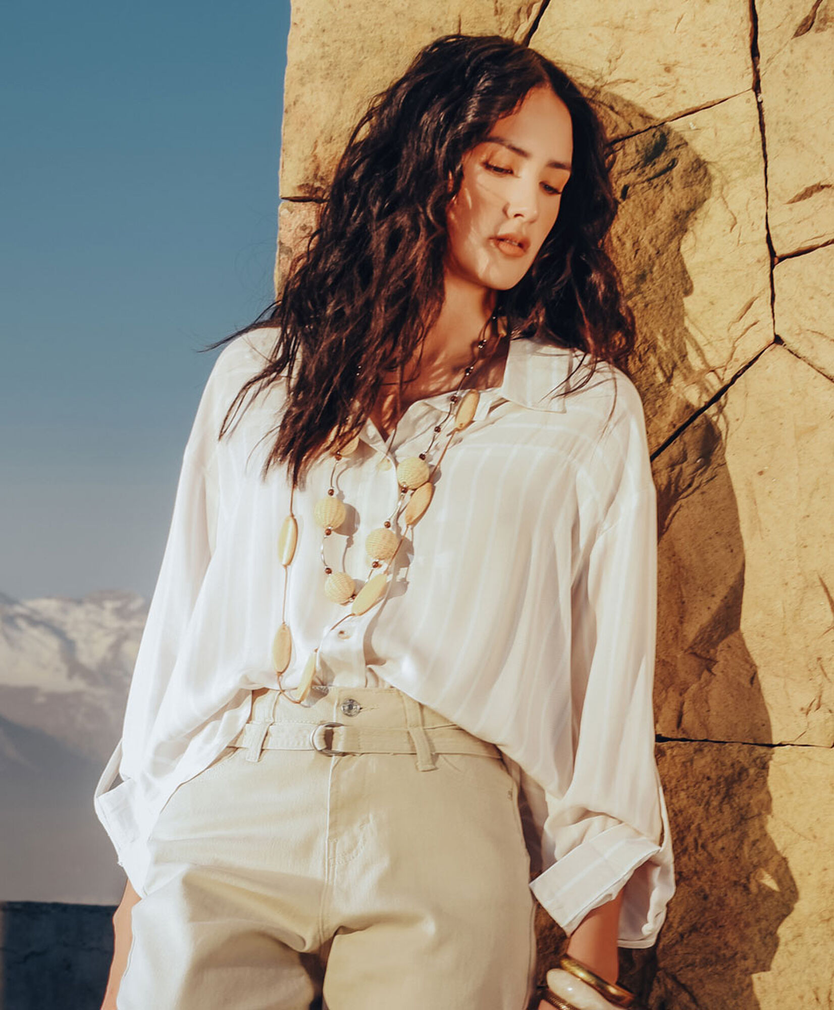 Blusa mujer líneas beige Blusa mujer líneas beige