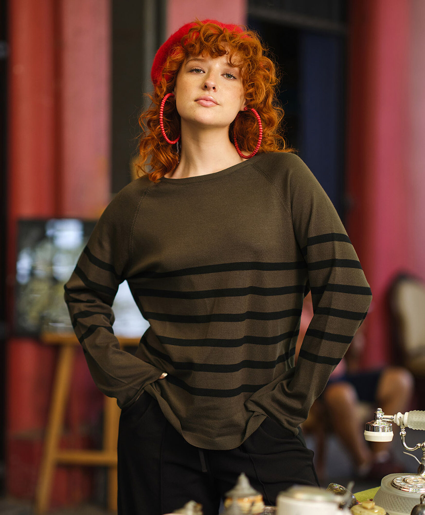 Sweater mujer líneas verde oscuro Sweater mujer líneas verde oscuro
