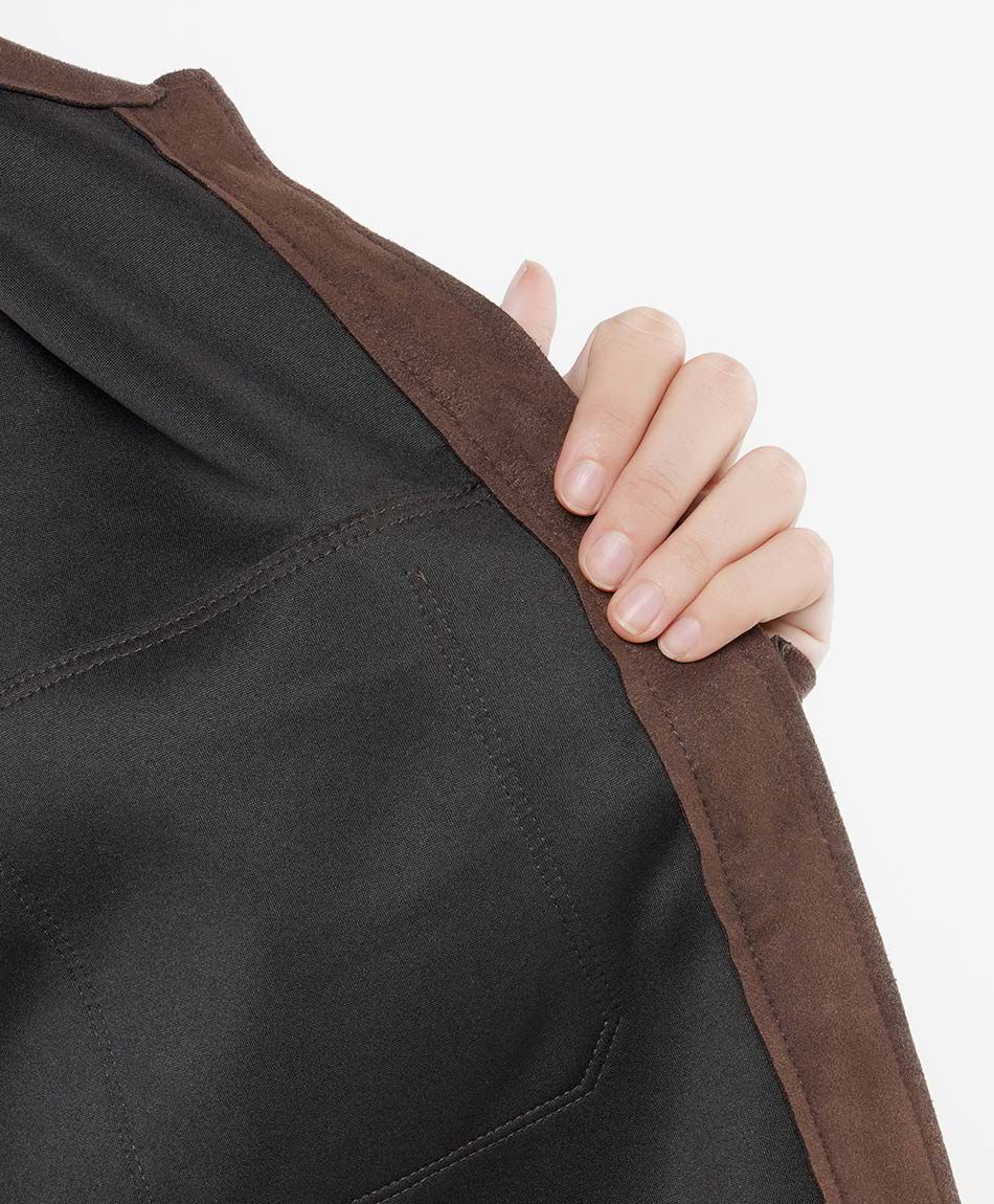 Chaqueta mujer suede botones caf&eacute;