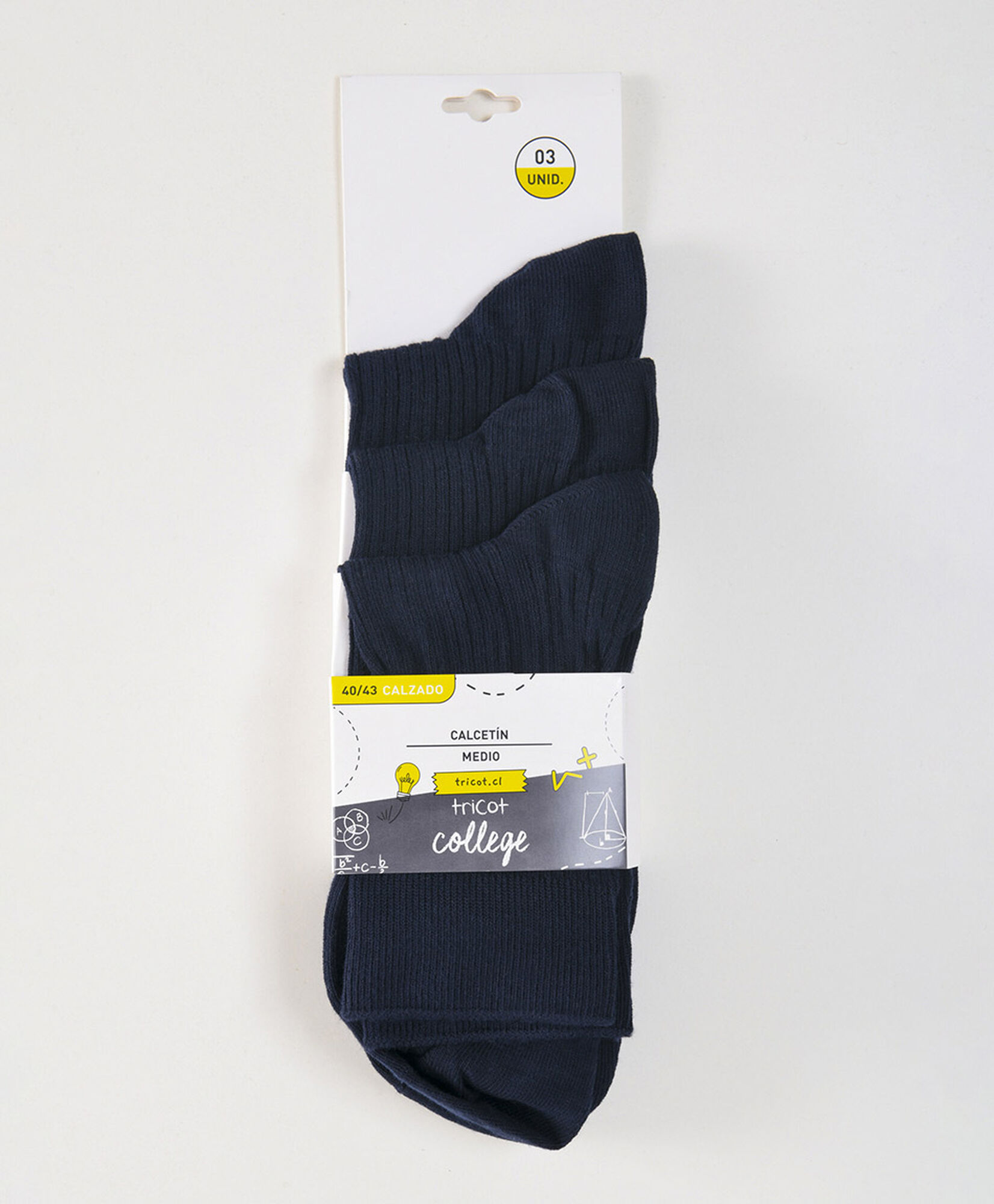 Set 3 calcetines escolares medios azul oscuro Set 3 calcetines escolares medios azul oscuro