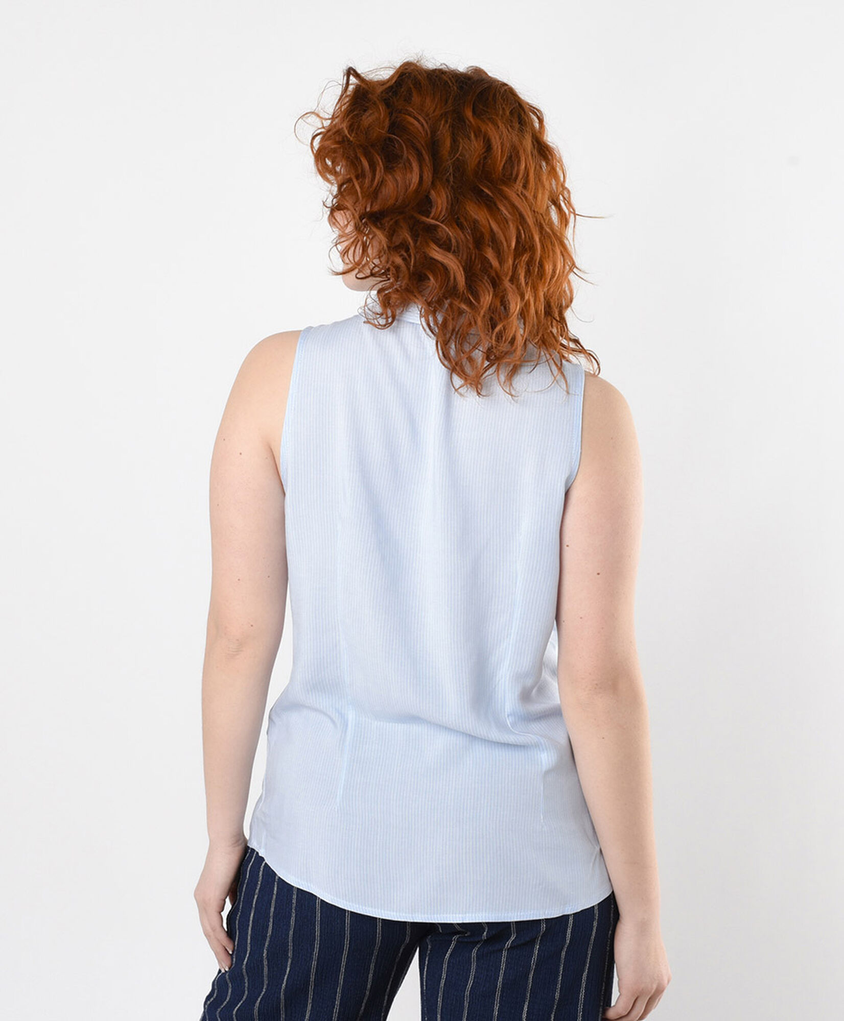Blusa mujer celeste sin mangas Blusa mujer celeste sin mangas
