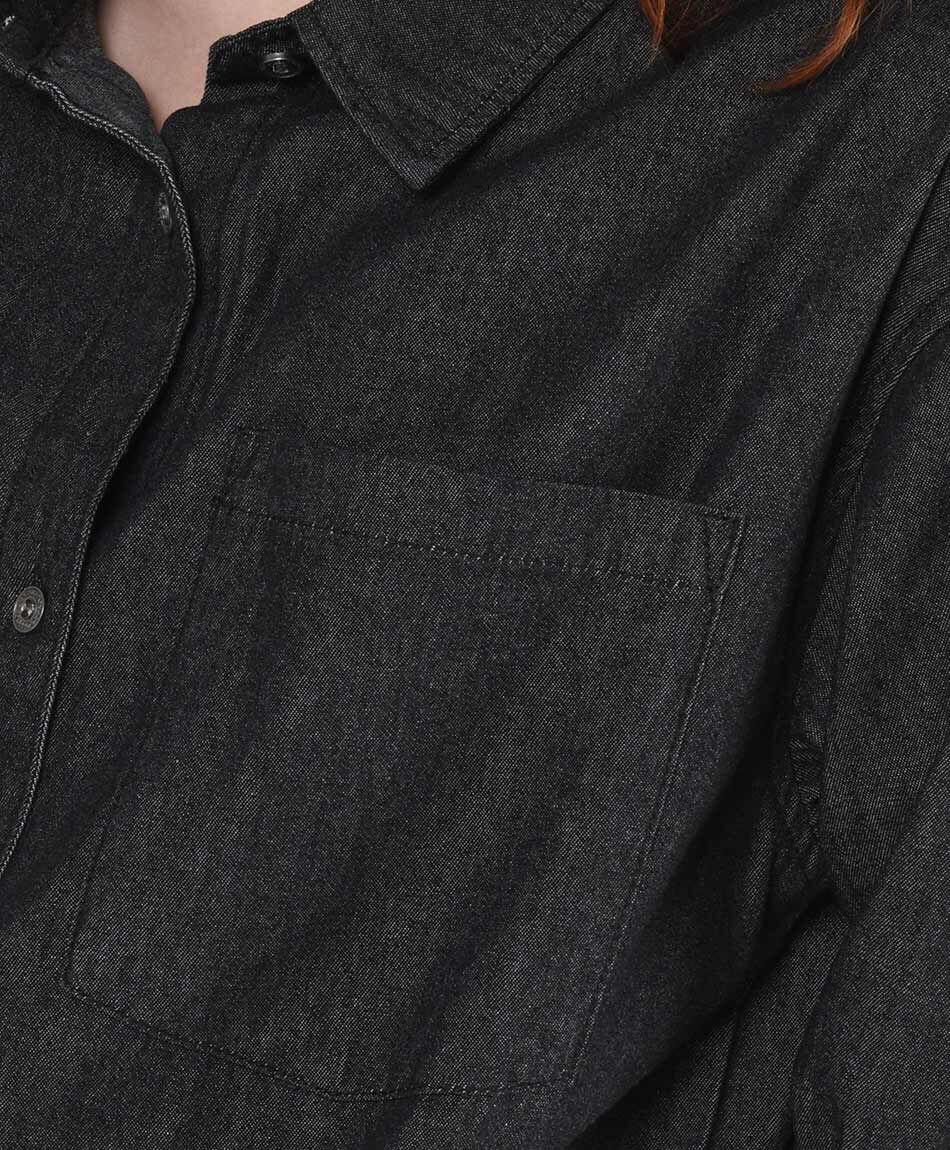 Blusa mujer denim negra oversize