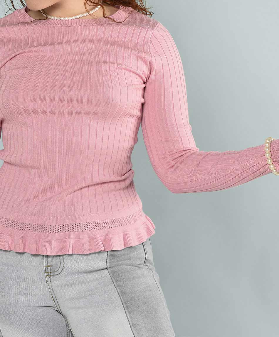 Sweater pu&ntilde;o fantas&iacute;a ajustado cuello redondo