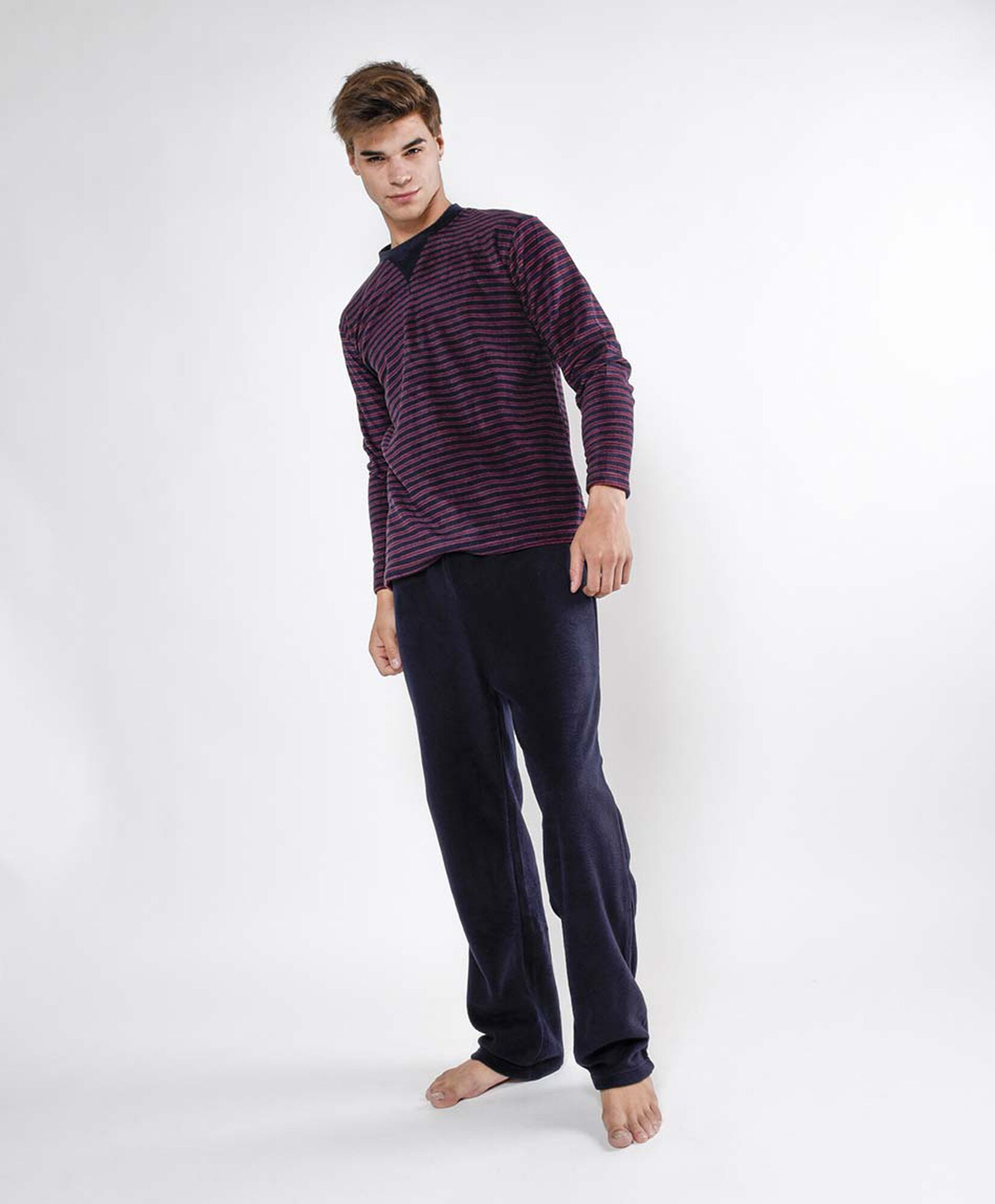 Pijama hombre polar líneas 2 piezas Pijama hombre polar líneas 2 piezas