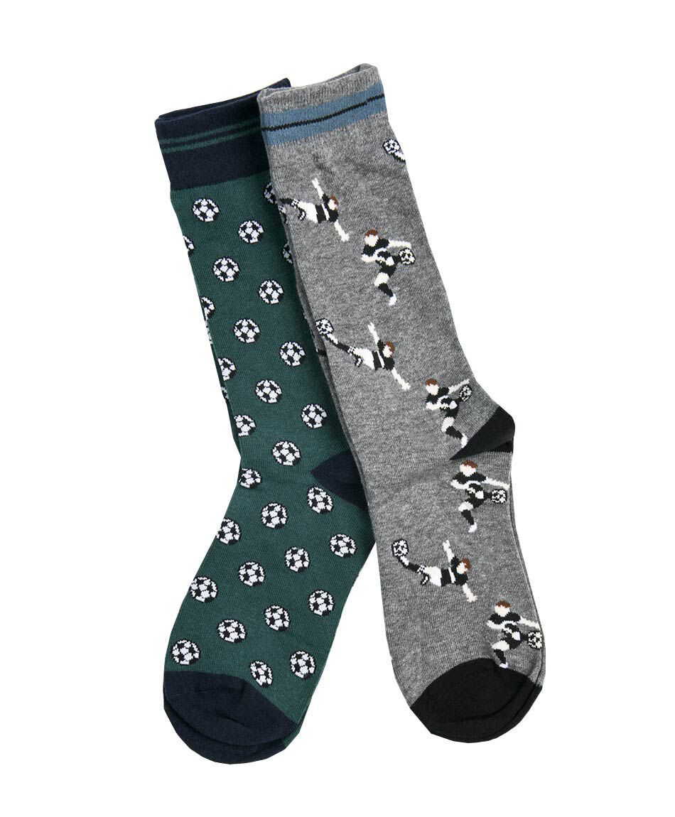 Pack 2 calcetines hombre estampados f&uacute;tbol