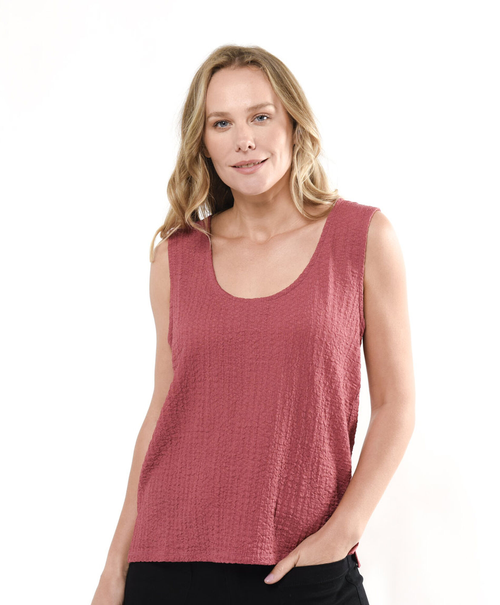 Polera mujer textura sin mangas Polera mujer textura sin mangas
