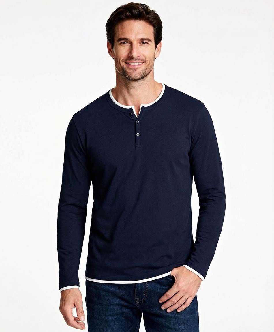 Polera hombre cuello 3 botones