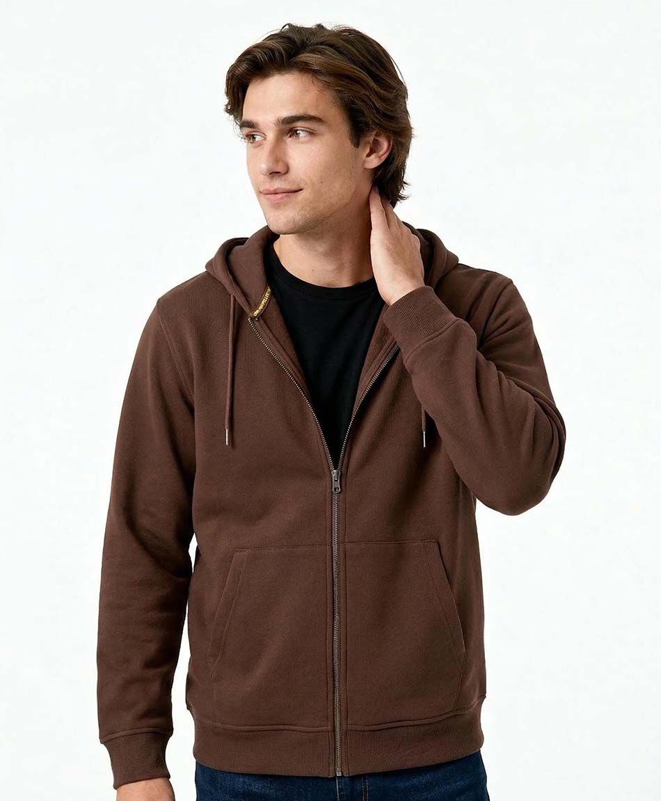 Poler&oacute;n hombre urbano con cierre burdeo