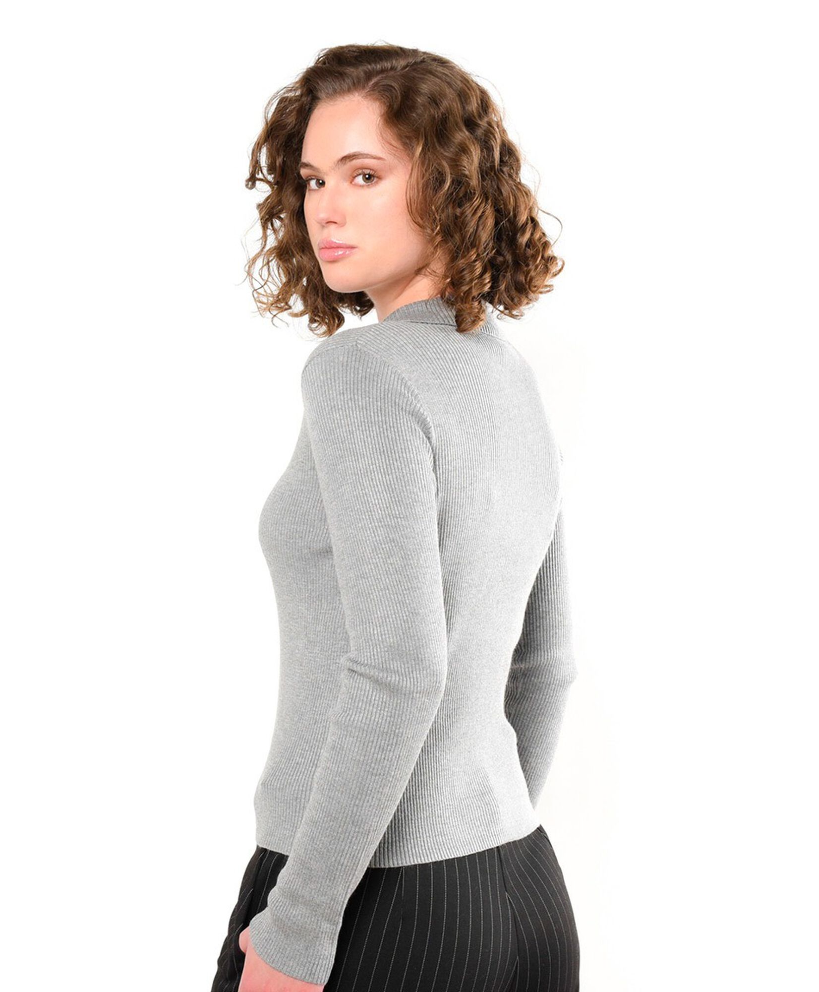 Cardigan mujer acanalado cierre y cuello Cardigan mujer acanalado cierre y cuello