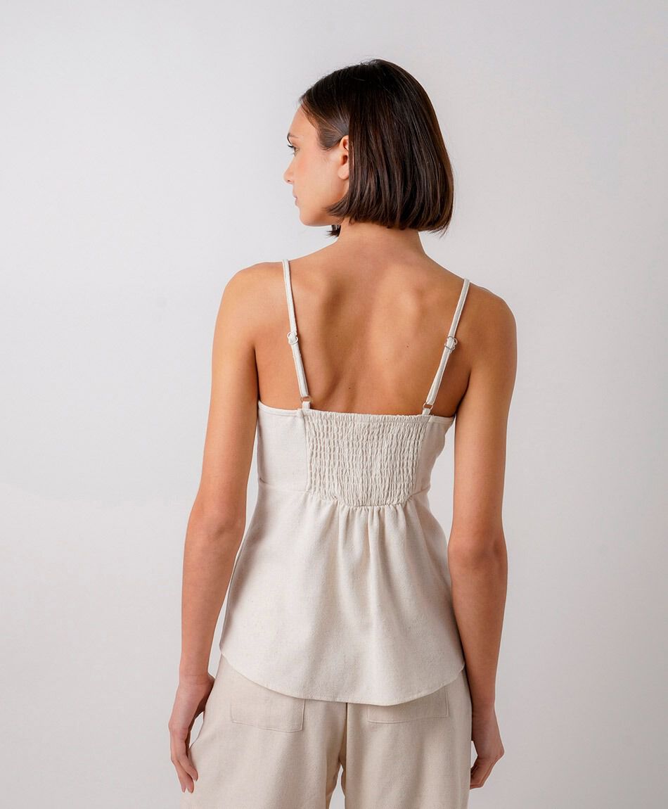 Blusa mujer lazo frontal lino