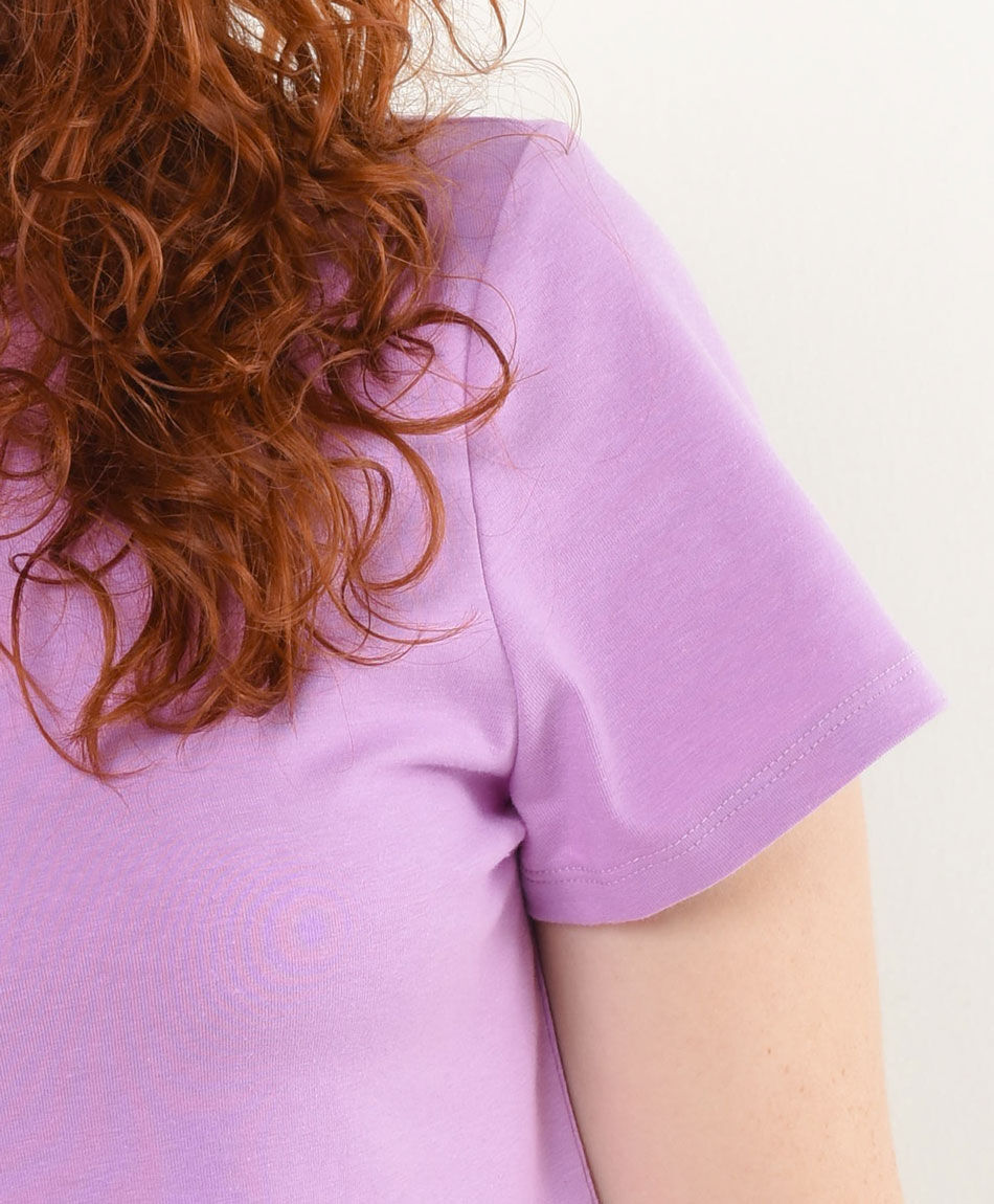 Polera mujer lisa corta lila
